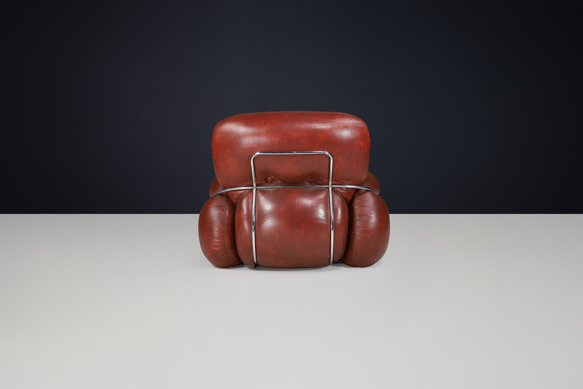 Mid century modern Leather lounge / armchairs by Adriano Piazzesi, Italy 1970 Mid-20th century