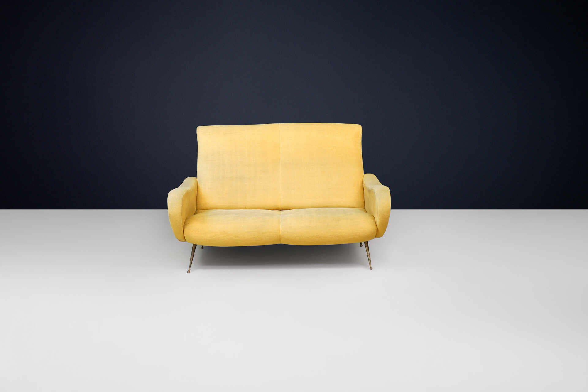 Mid century modern Mid-Century Marco Zanuso Lady Divano Sofa with original ocher yellow upholstery, Italy 1950s Mid-20th century