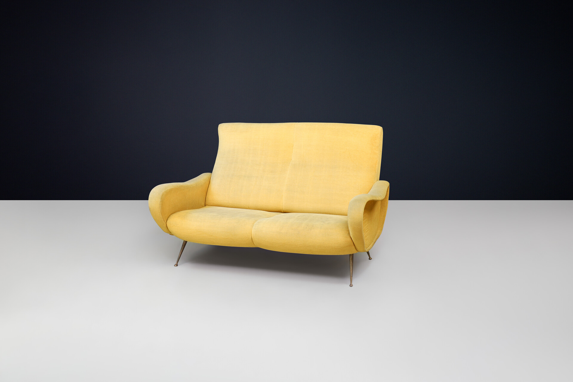 Mid century modern Mid-Century Marco Zanuso Lady Divano Sofa with original ocher yellow upholstery, Italy 1950s Mid-20th century