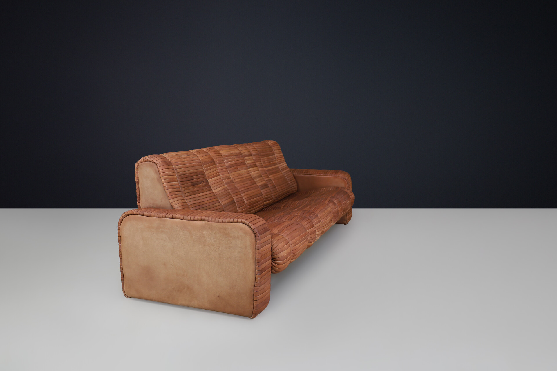 Mid century modern Patchwork Cognac leather sofa by Ernst Lüthy for De Sede, 1960's Mid-20th century