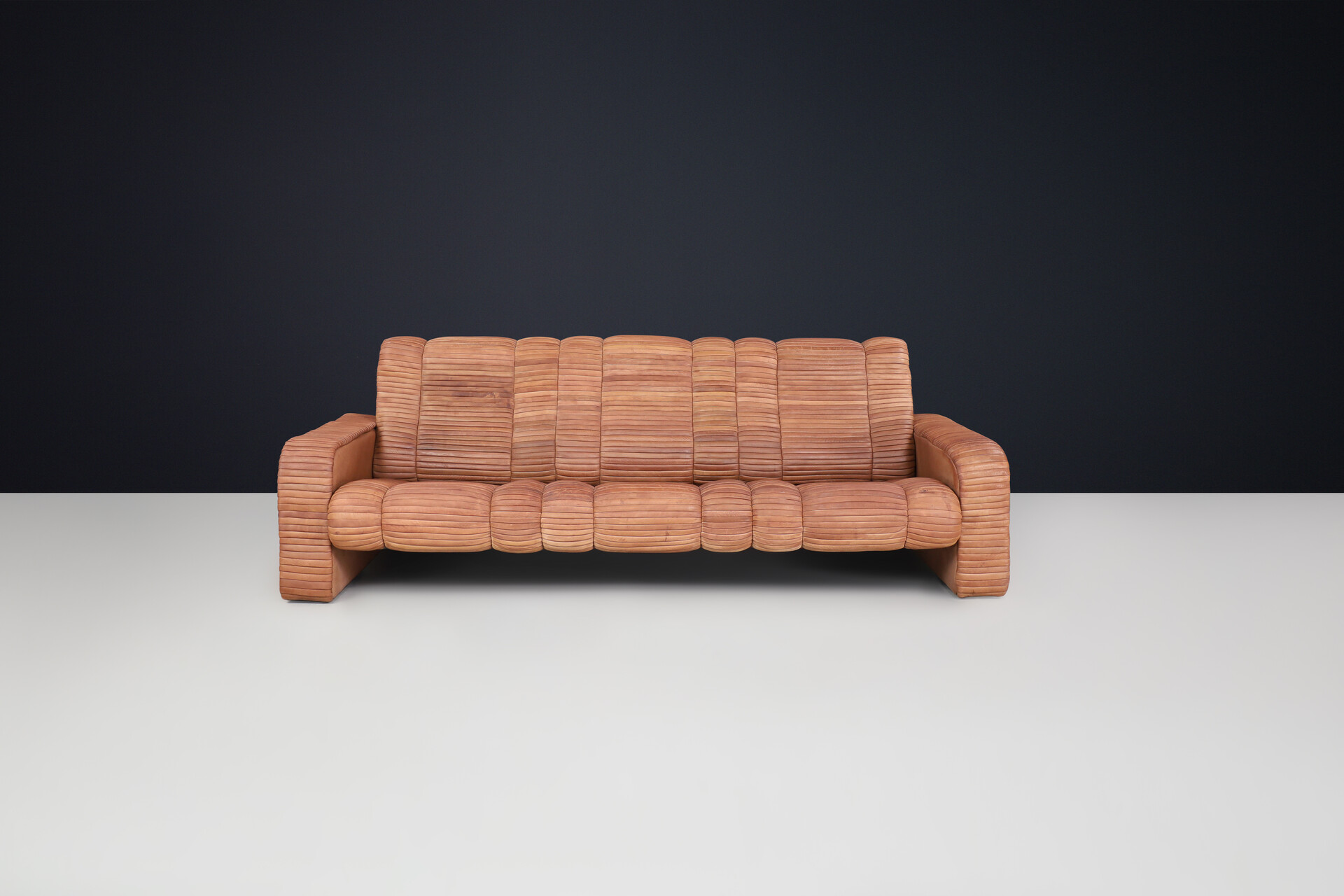 Mid century modern Patchwork Cognac leather sofa by Ernst Lüthy for De Sede, 1960's Mid-20th century