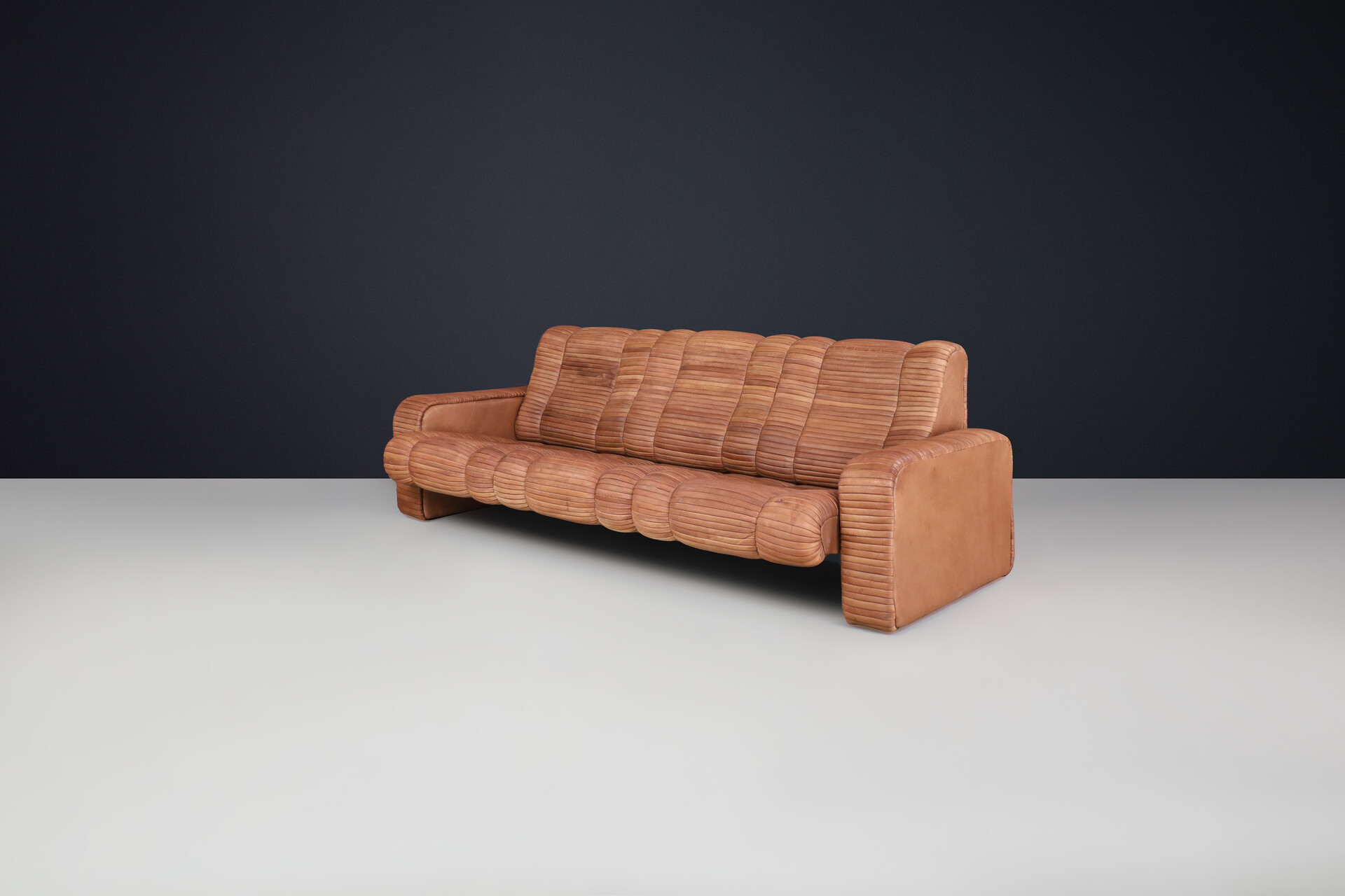 Mid century modern Patchwork Cognac leather sofa by Ernst Lüthy for De Sede, 1960's Mid-20th century