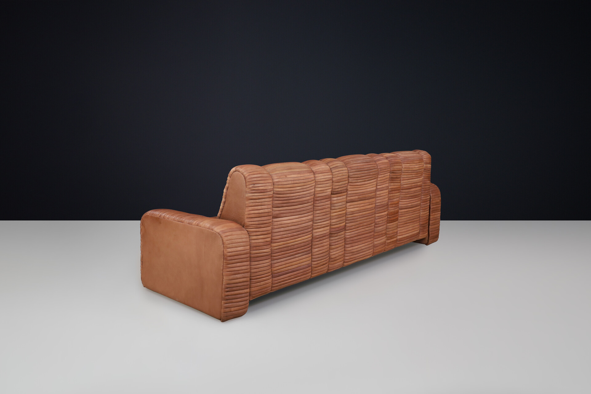 Mid century modern Patchwork Cognac leather sofa by Ernst Lüthy for De Sede, 1960's Mid-20th century