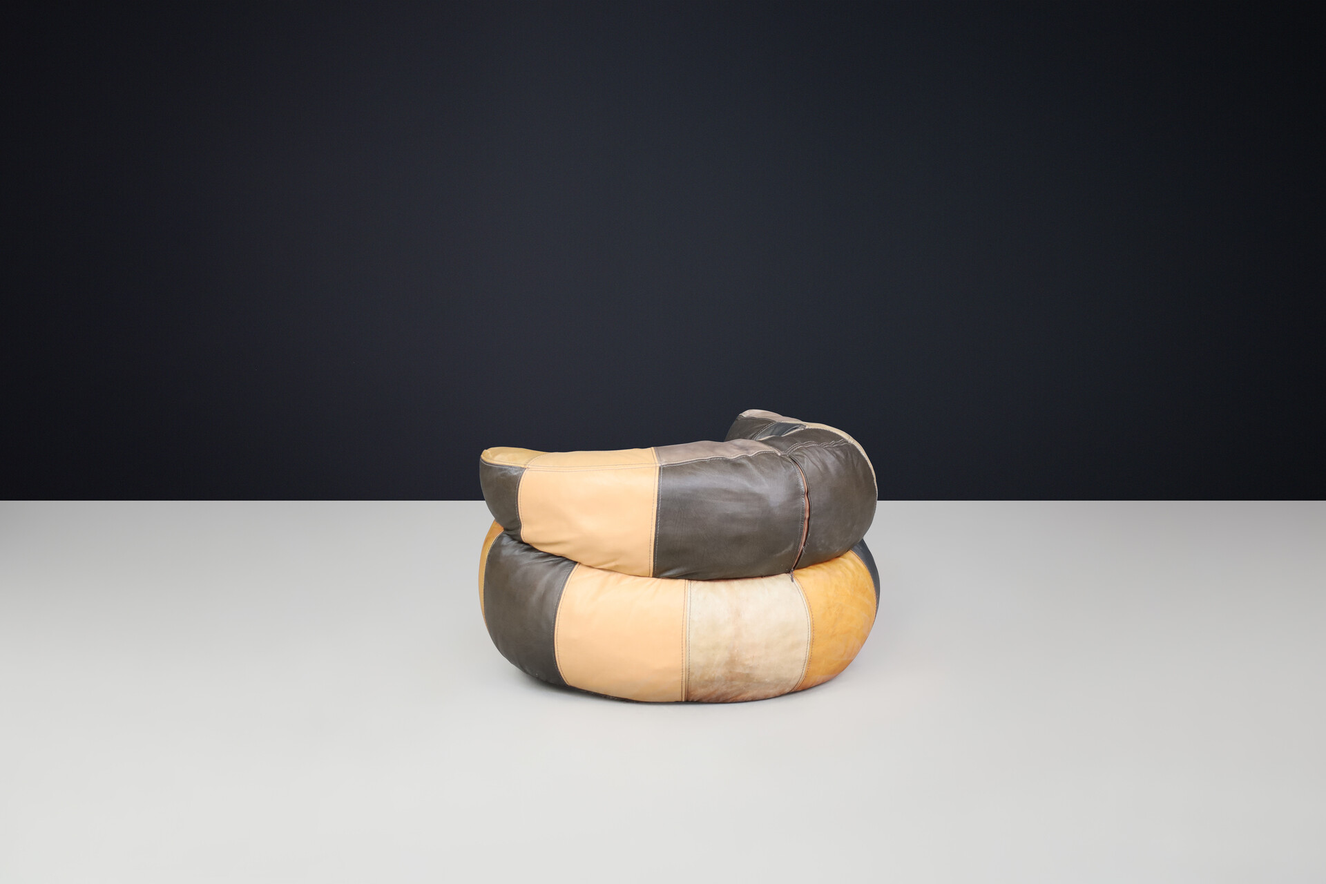 Mid century modern Patchwork leather Large Seat / pouf by De Sede, Switzerland 1970s Late-20th century