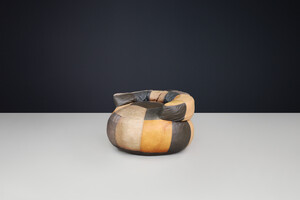 Mid century modern Patchwork leather Large Seat / pouf by De Sede, Switzerland 1970s Late-20th century