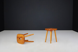 Mid century modern Pine stools, France 1960s Mid-20th century