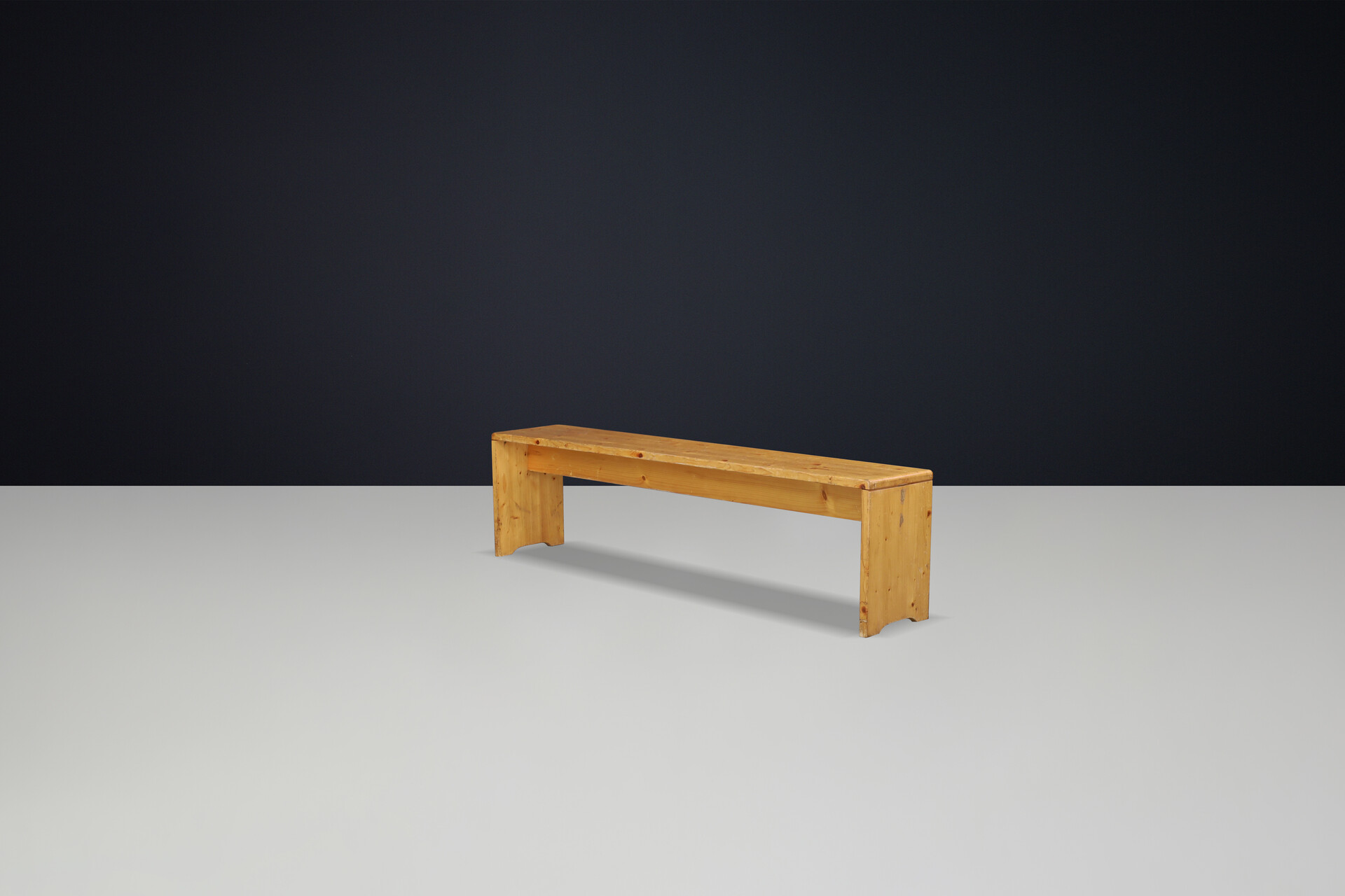 Mid century modern Pine Wood Charlotte Perriand Long Bench for Les Arcs, France, 1960s Mid-20th century