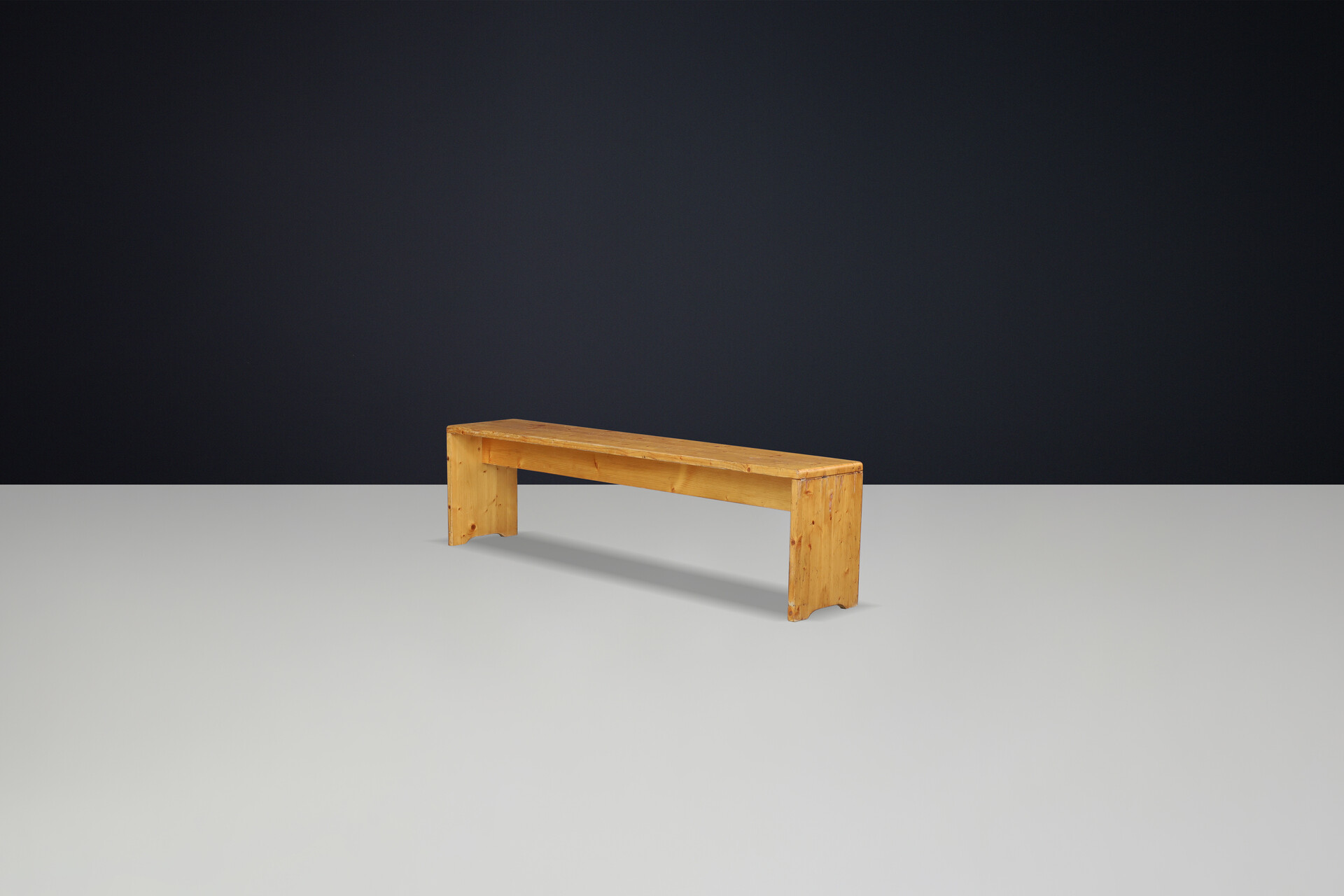 Mid century modern Pine Wood Charlotte Perriand Long Bench for Les Arcs, France, 1960s Mid-20th century