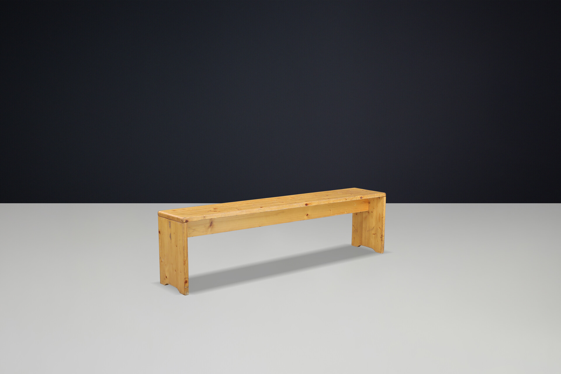 Mid century modern Pine Wood Charlotte Perriand Long Bench for Les Arcs, France, 1960s Mid-20th century