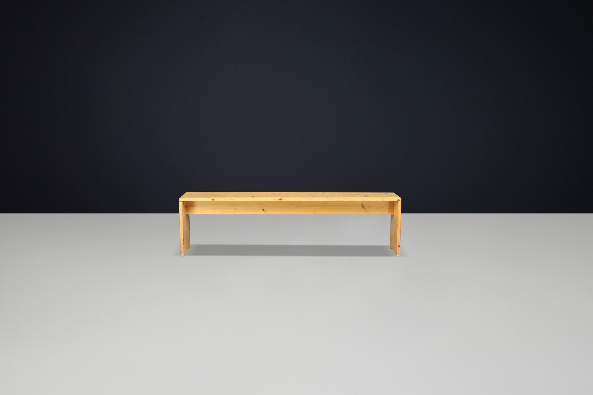 Mid century modern Pine Wood Charlotte Perriand Long Bench for Les Arcs, France, 1960s Mid-20th century