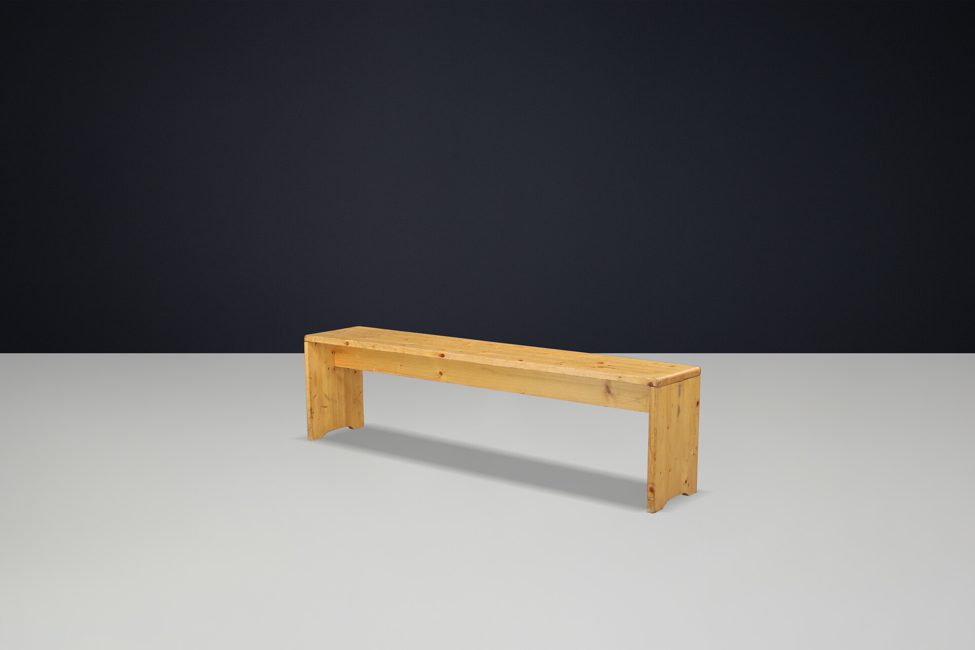 Mid century modern Pine Wood Charlotte Perriand Long Bench for Les Arcs, France, 1960s Mid-20th century