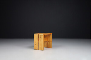 Mid century modern Pine Wood Charlotte Perriand Stool for Les Arcs, France, 1960s Mid-20th century