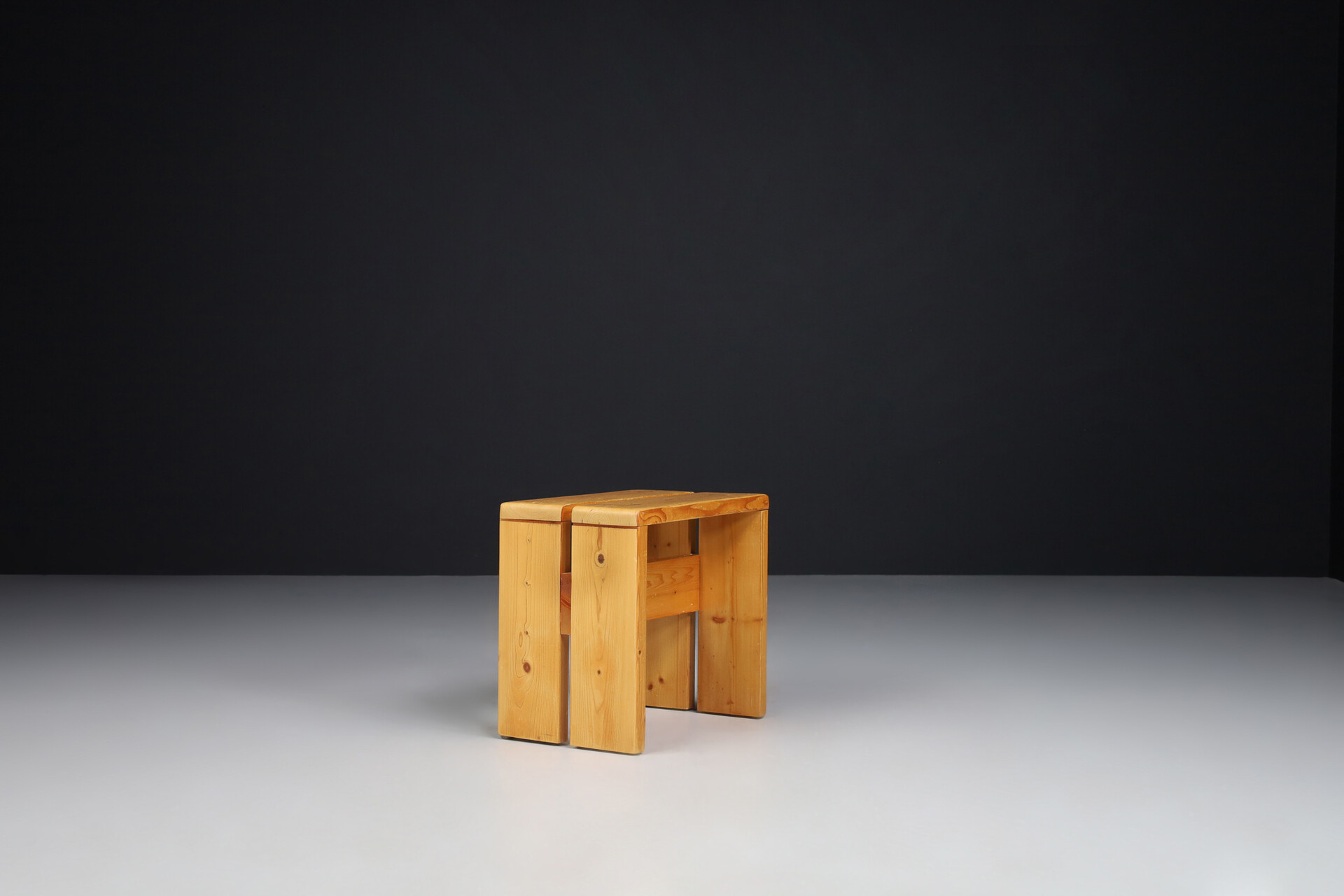 Mid century modern Pine Wood Charlotte Perriand Stool for Les Arcs, France, 1960s Mid-20th century