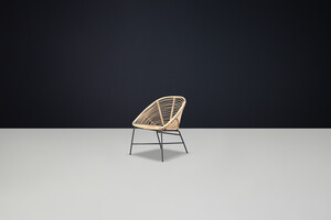 Mid century modern Rattan, Wicker & metal Chair Italy, 1960s Mid-20th century