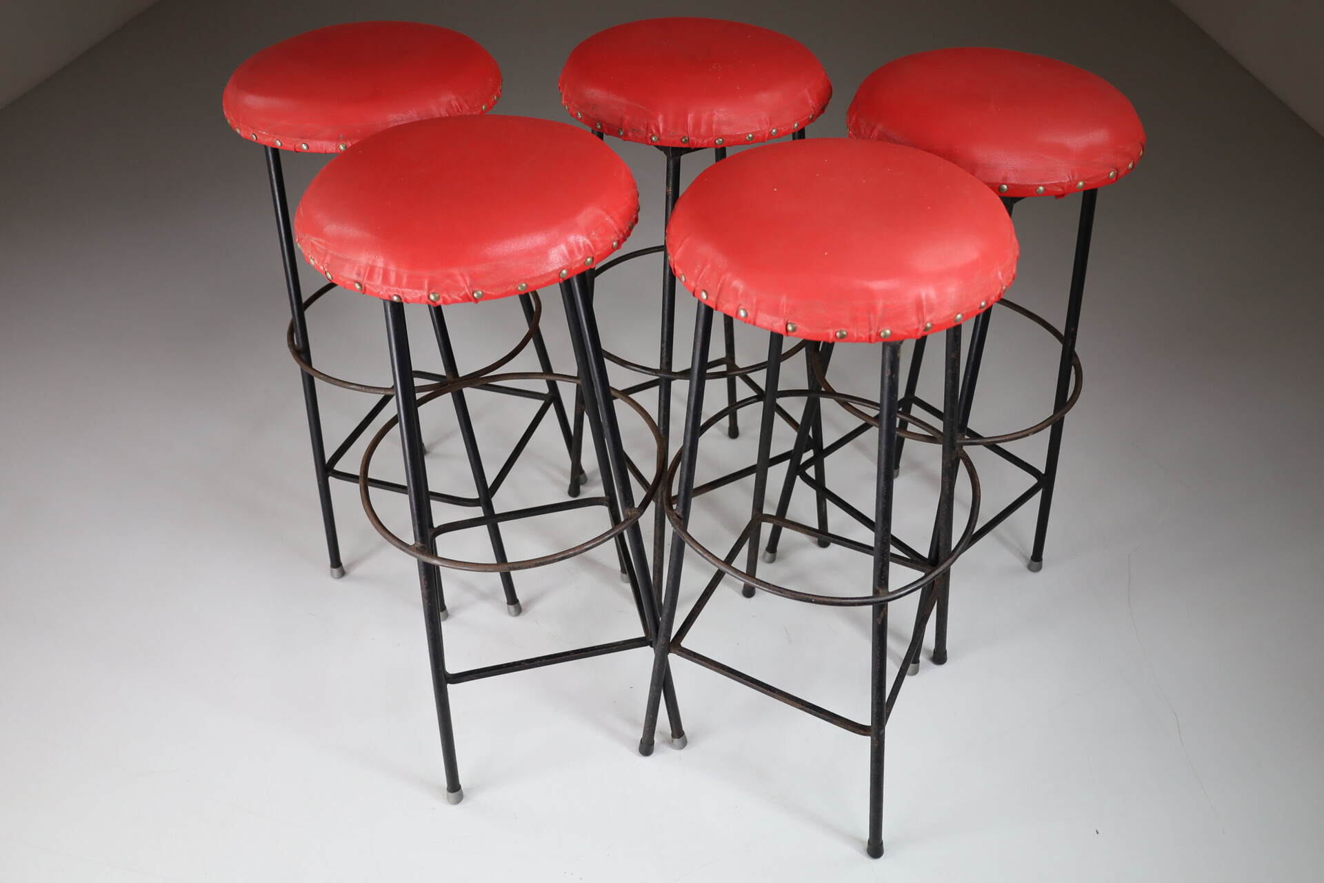 bar stool red leather