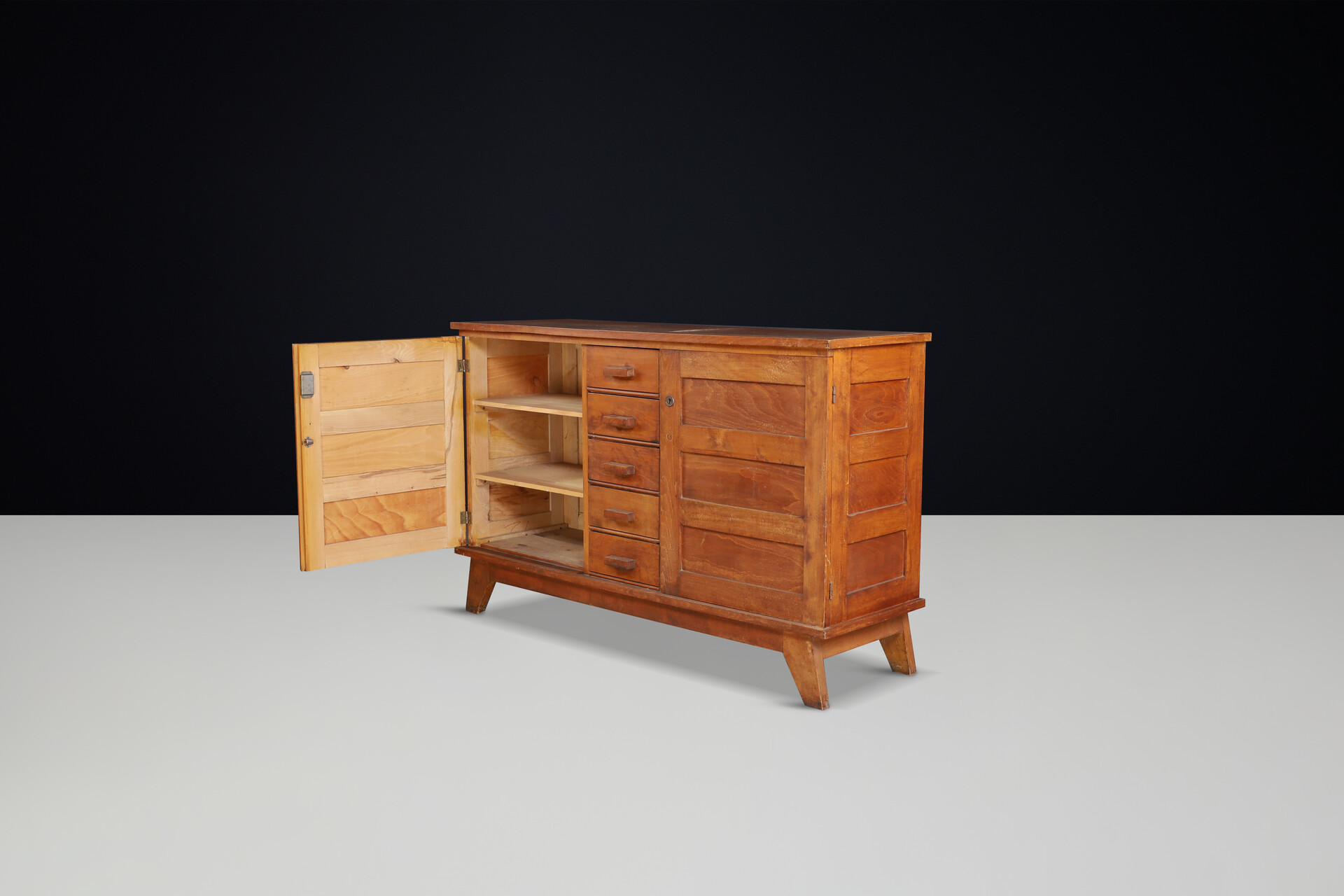 Mid century modern René Gabriel Oak Sideboard, France, 1940s Mid-20th century