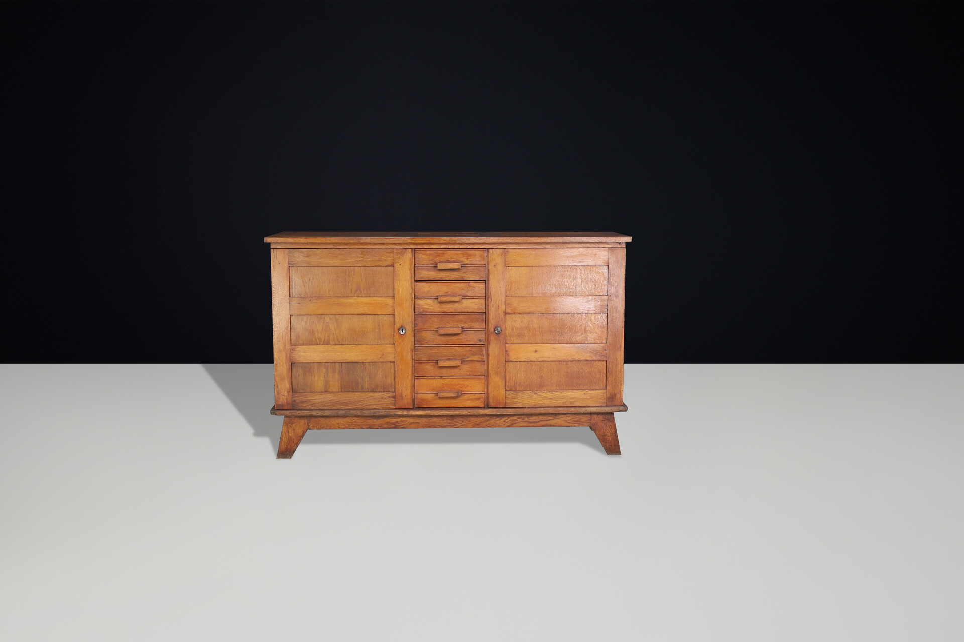 Mid century modern René Gabriel Oak Sideboard, France, 1940s Mid-20th century