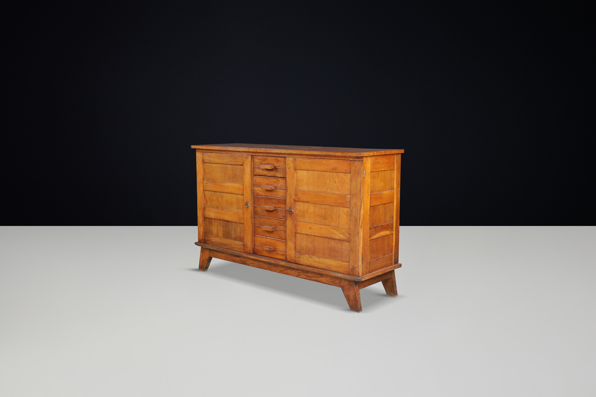 Mid century modern René Gabriel Oak Sideboard, France, 1940s Mid-20th century