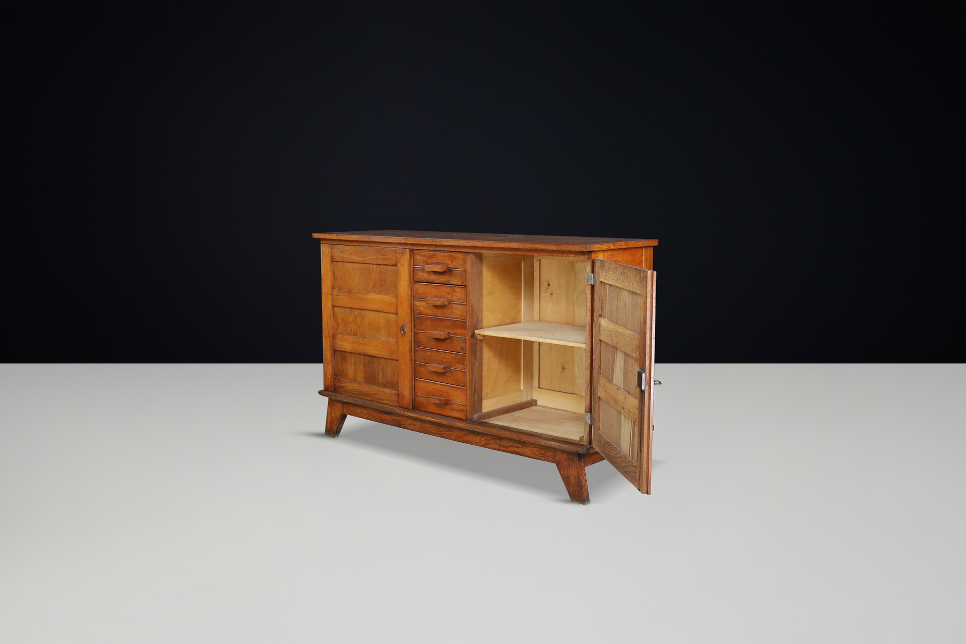 Mid century modern René Gabriel Oak Sideboard, France, 1940s Mid-20th century