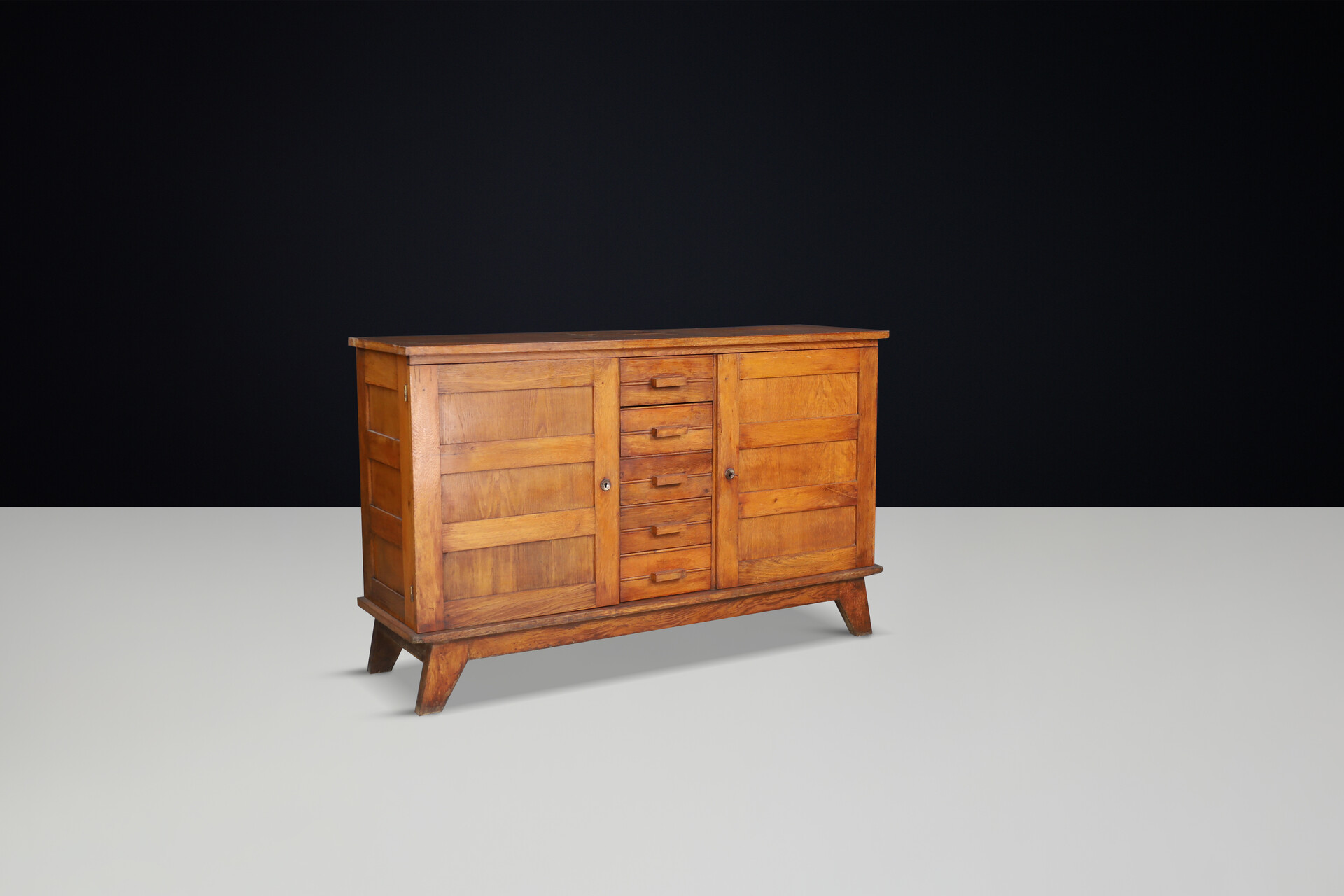 Mid century modern René Gabriel Oak Sideboard, France, 1940s Mid-20th century