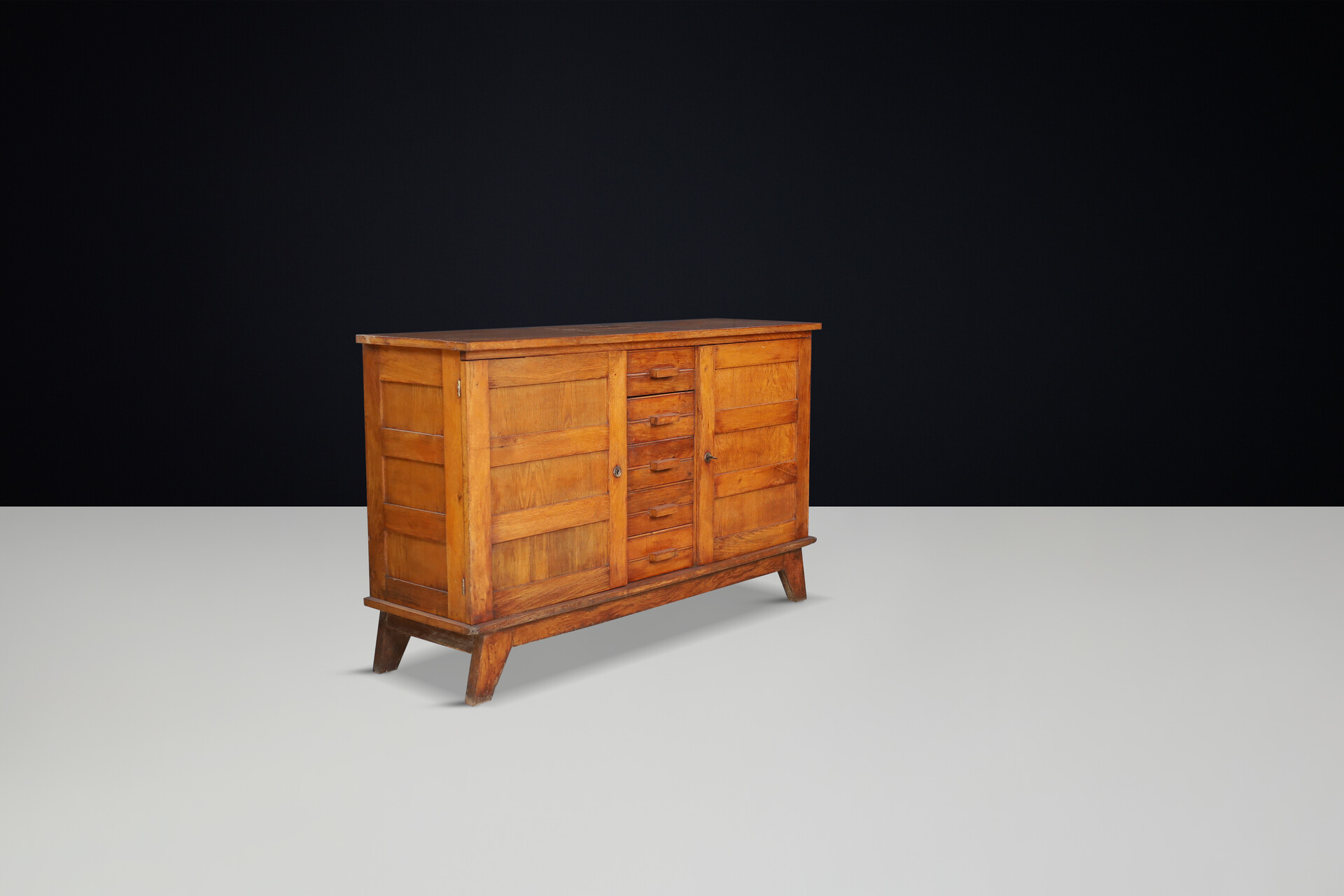 Mid century modern René Gabriel Oak Sideboard, France, 1940s Mid-20th century