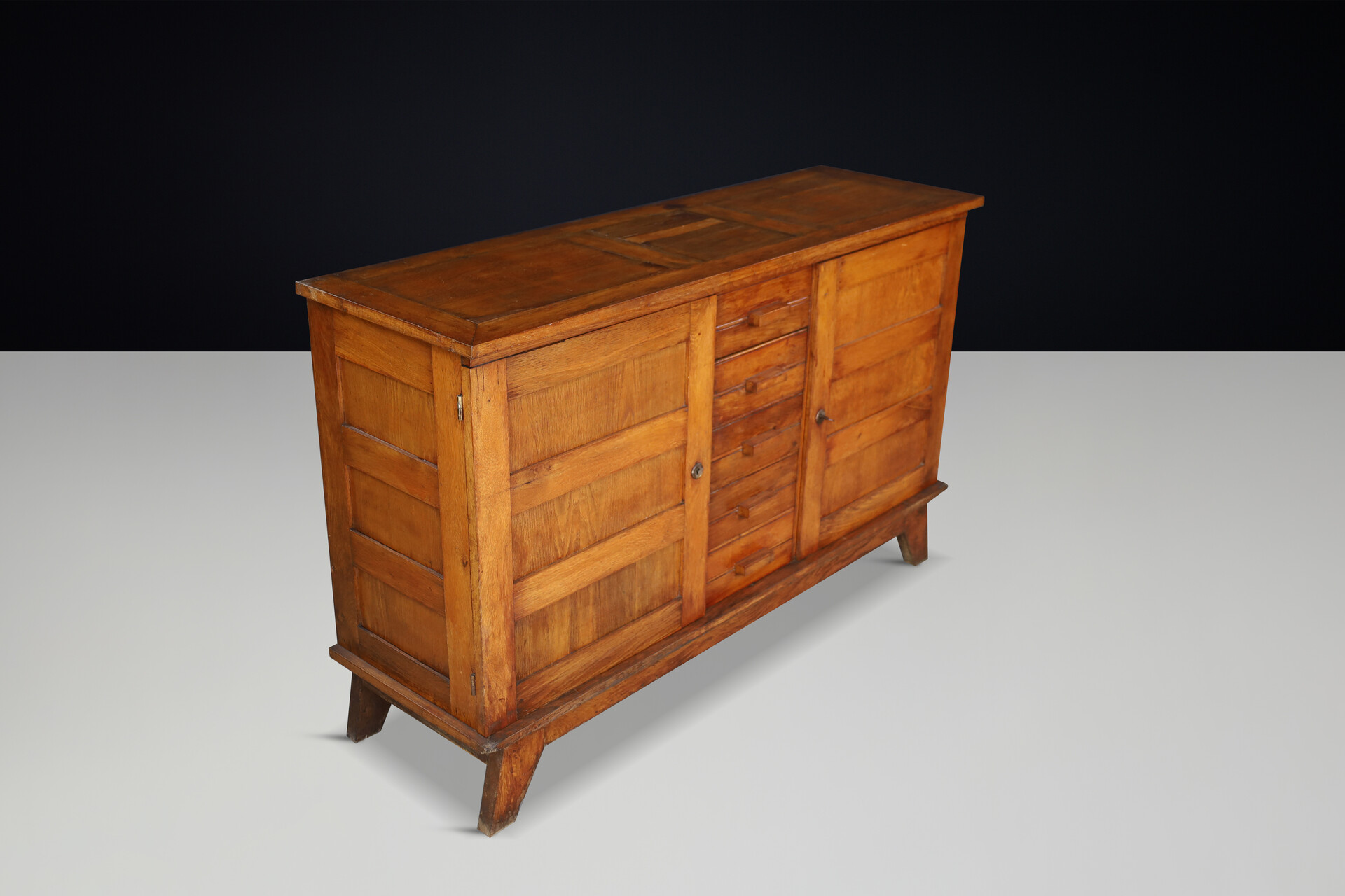 Mid century modern René Gabriel Oak Sideboard, France, 1940s Mid-20th century