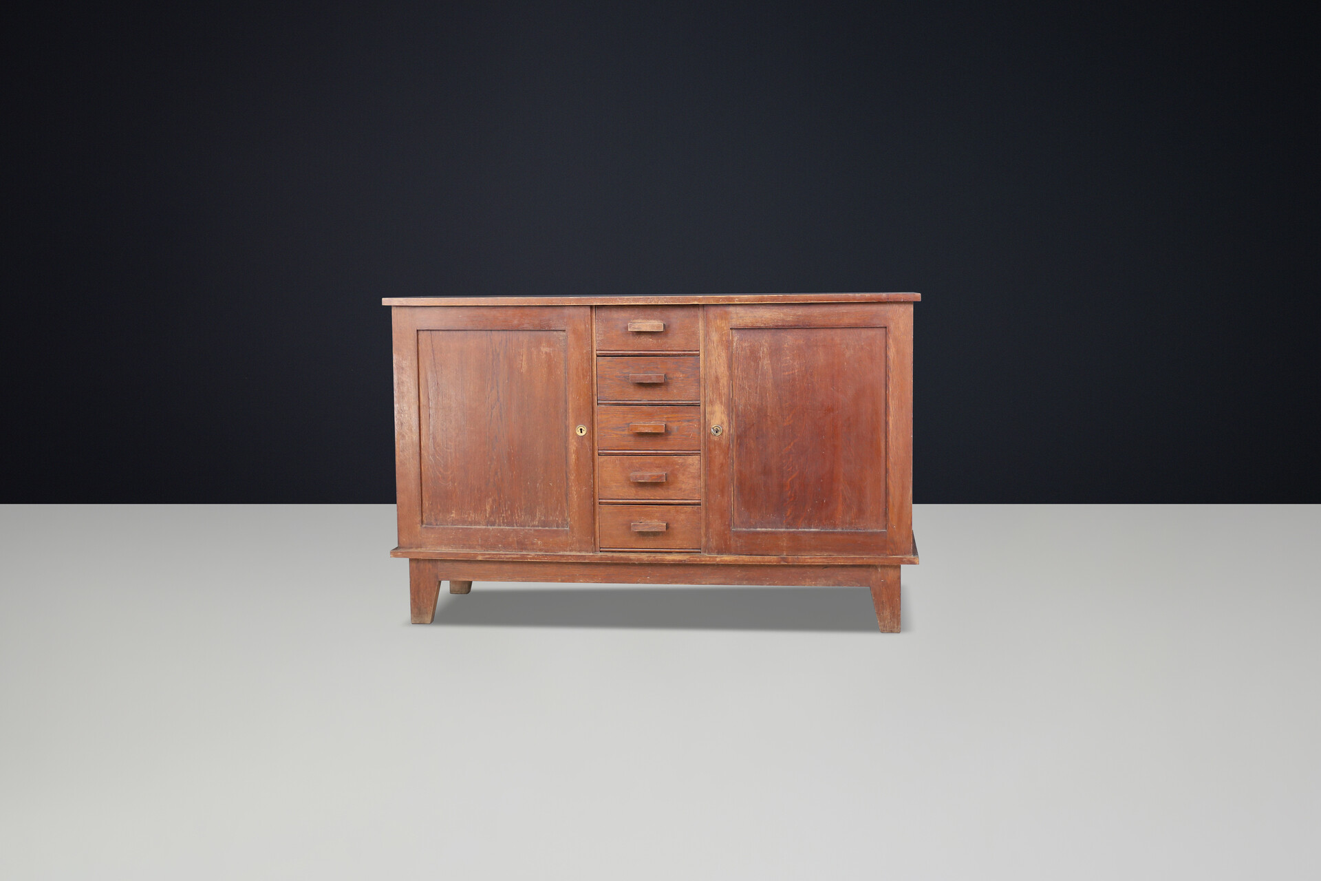 Mid century modern René Gabriel patinated Oak Sideboard, France, 1940s Mid-20th century