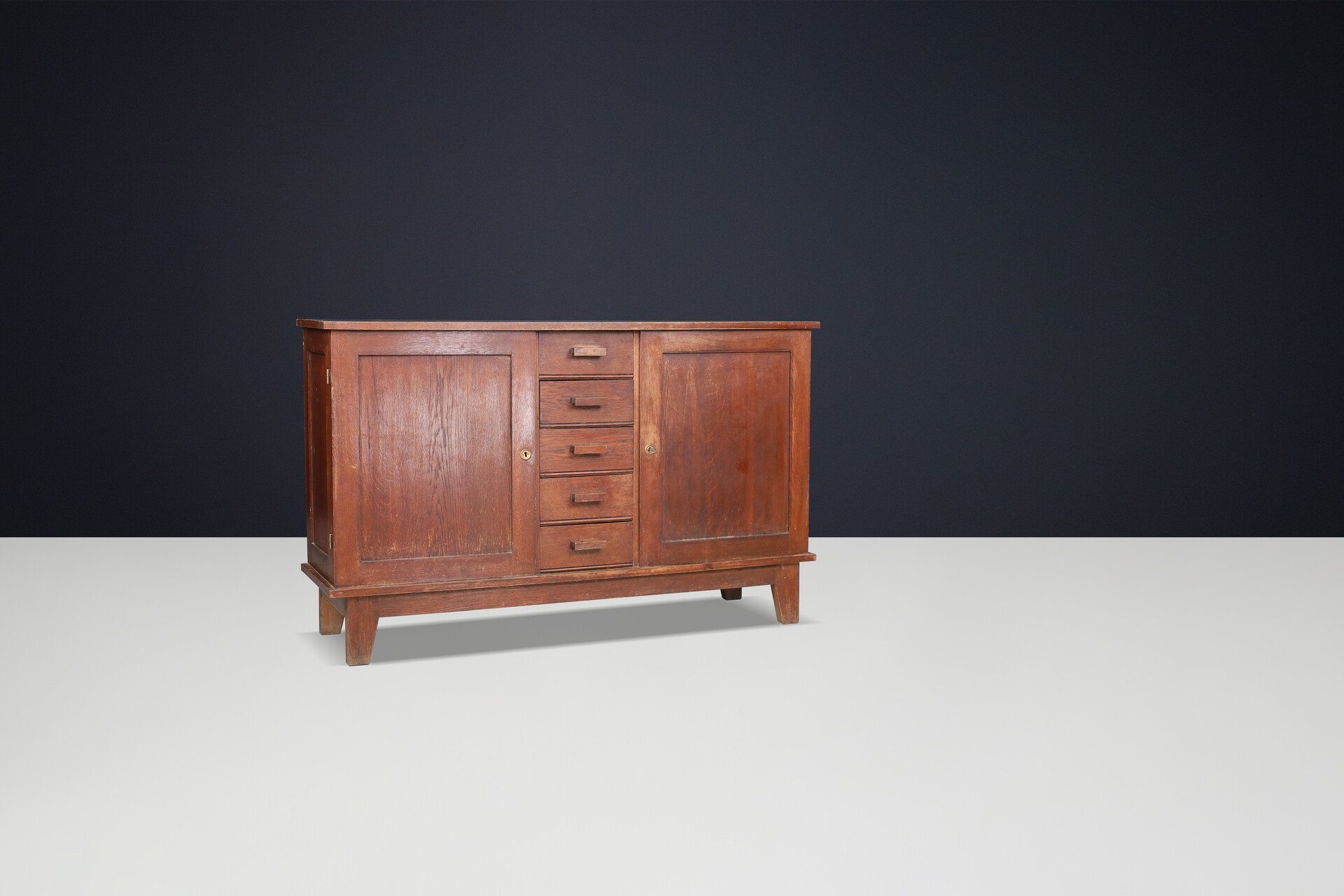 Mid century modern René Gabriel patinated Oak Sideboard, France, 1940s Mid-20th century