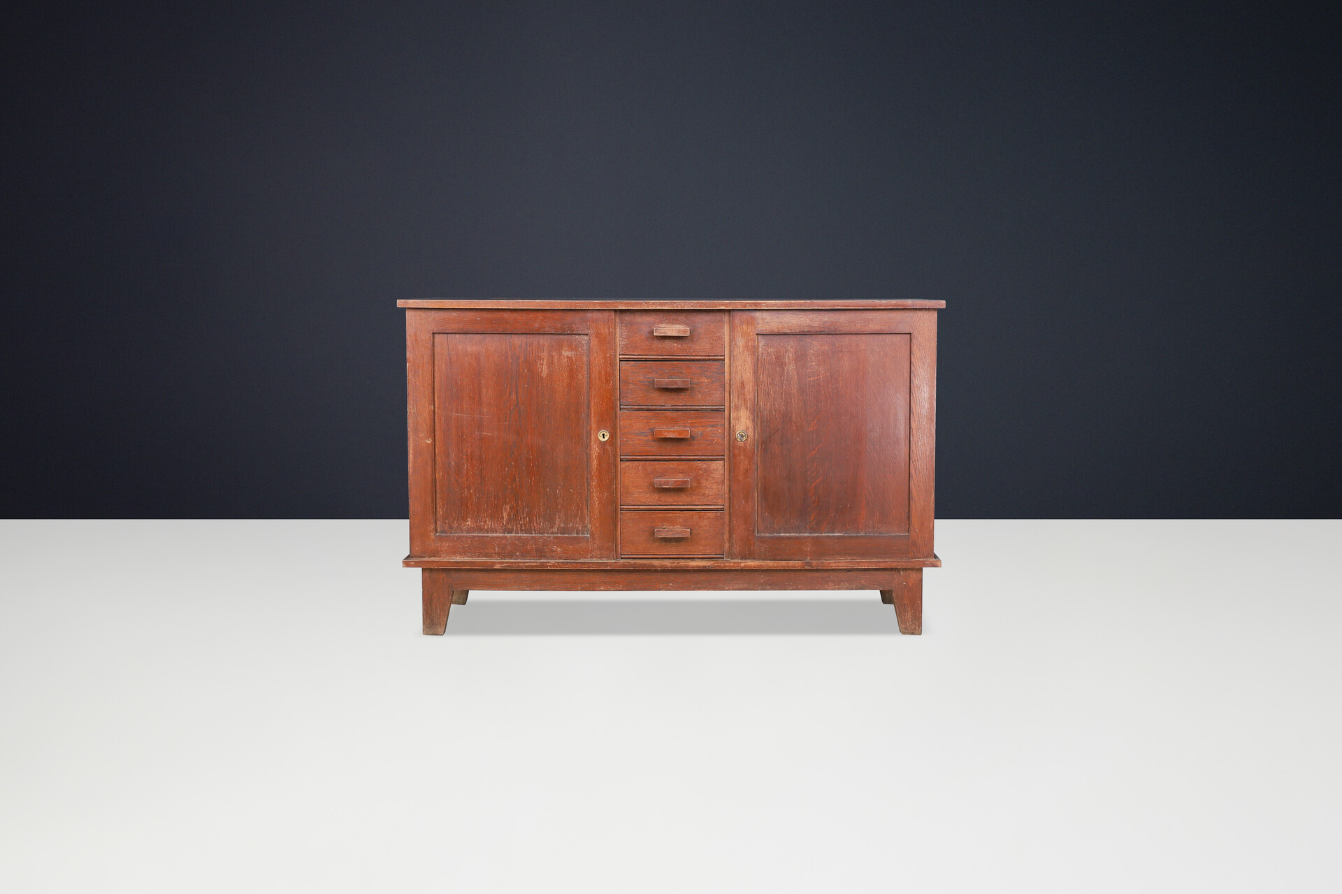 Mid century modern René Gabriel patinated Oak Sideboard, France, 1940s Mid-20th century