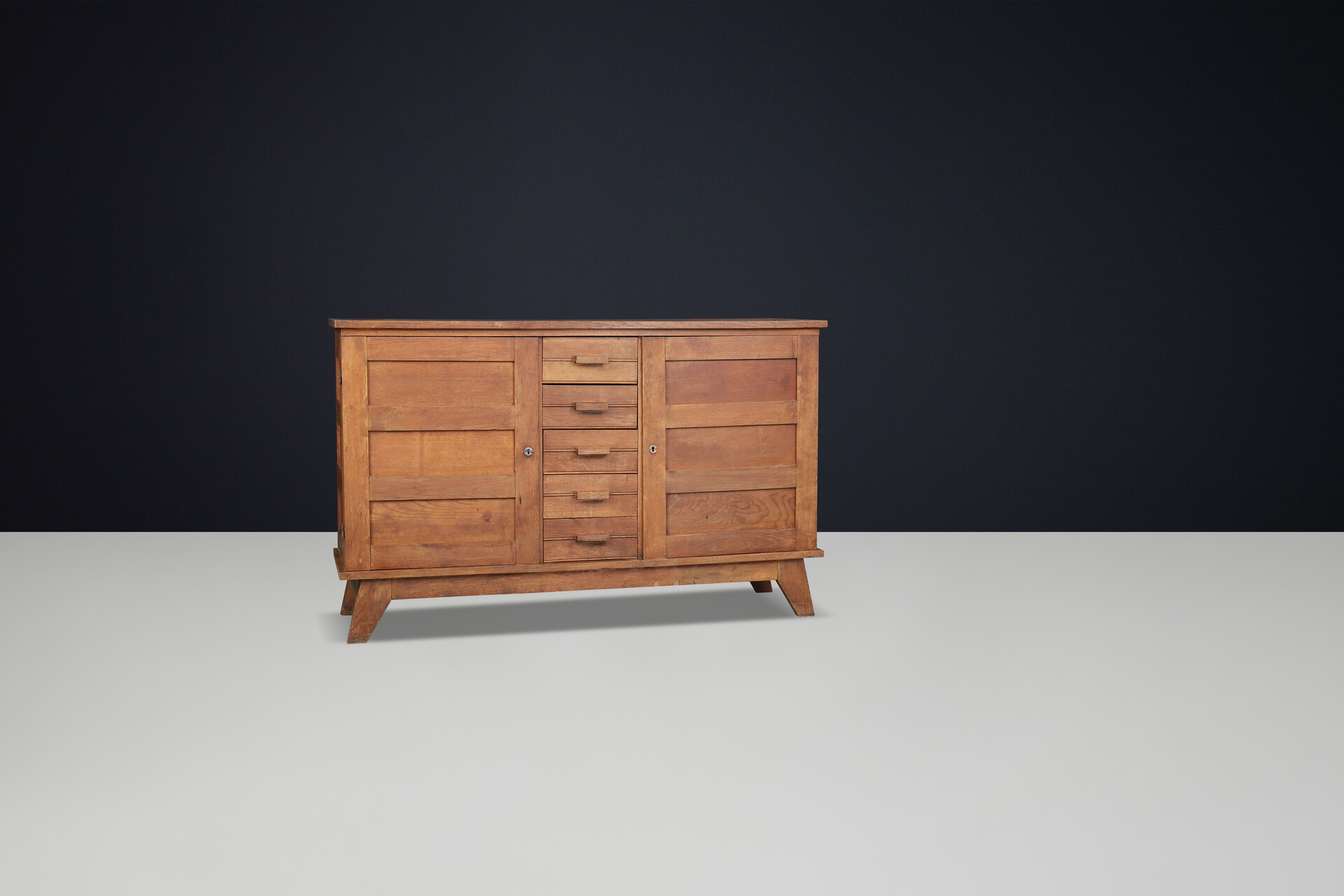 Mid century modern René Gabriel patinated Oak Sideboard, France, 1940s Mid-20th century