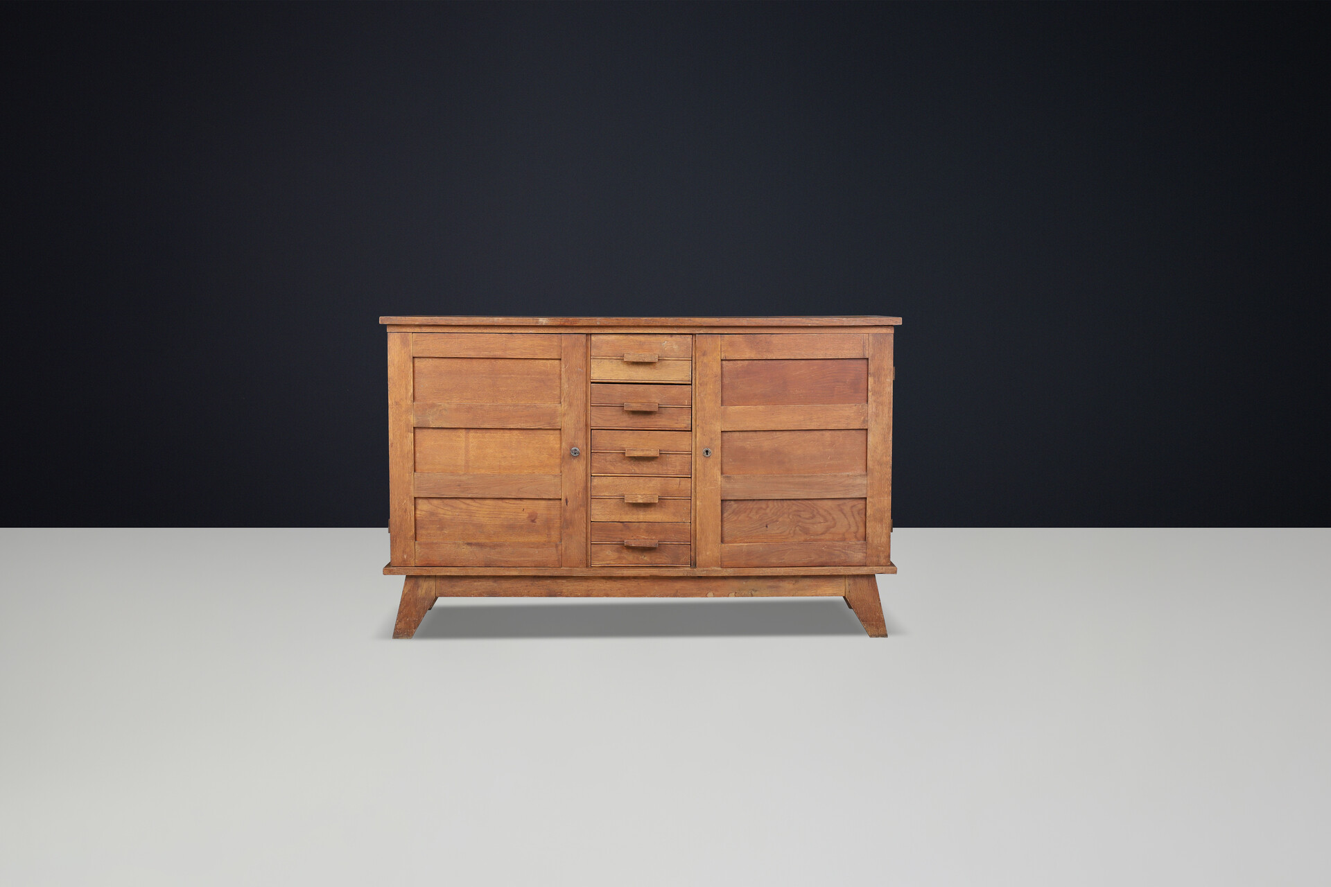 Mid century modern René Gabriel patinated Oak Sideboard, France, 1940s Mid-20th century