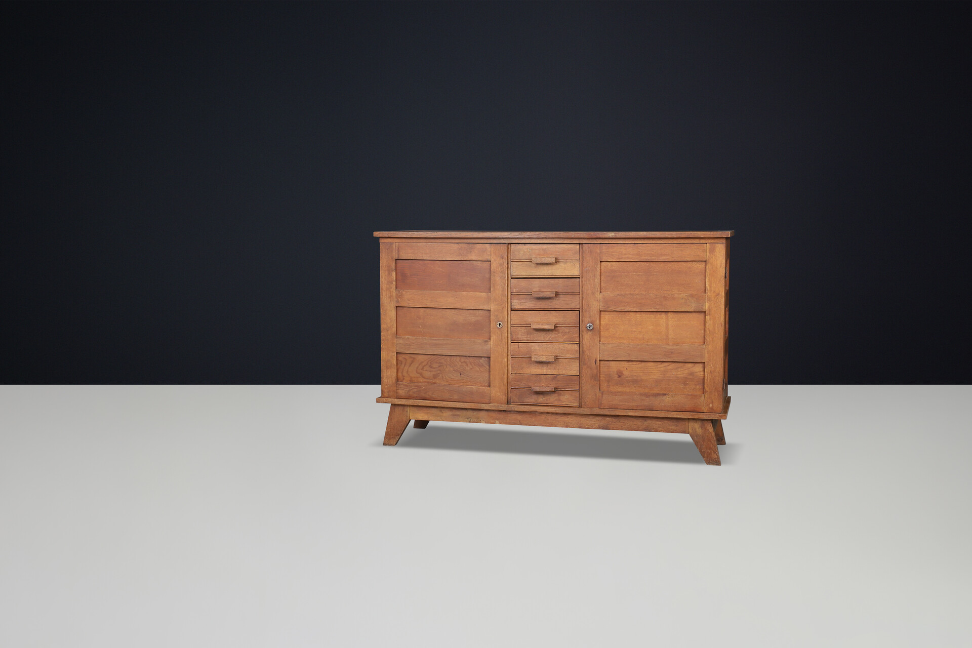 Mid century modern René Gabriel patinated Oak Sideboard, France, 1940s Mid-20th century