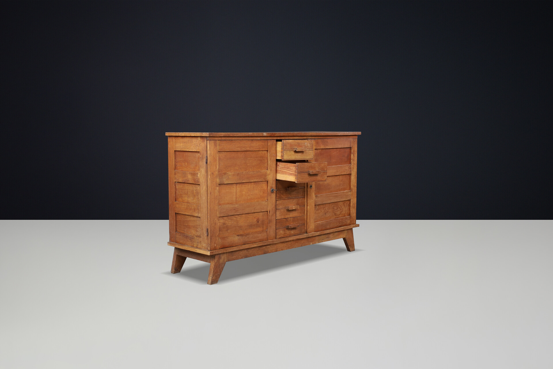 Mid century modern René Gabriel patinated Oak Sideboard, France, 1940s Mid-20th century