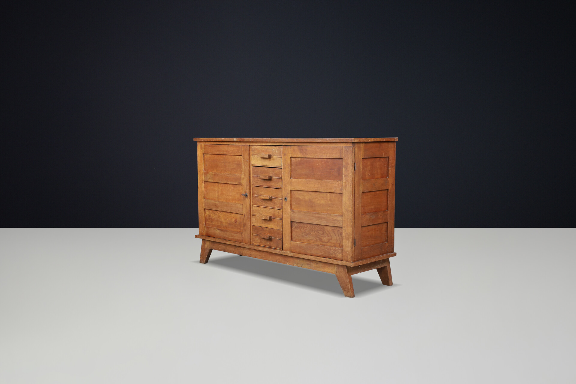 Mid century modern René Gabriel patinated Oak Sideboard, France, 1940s Mid-20th century