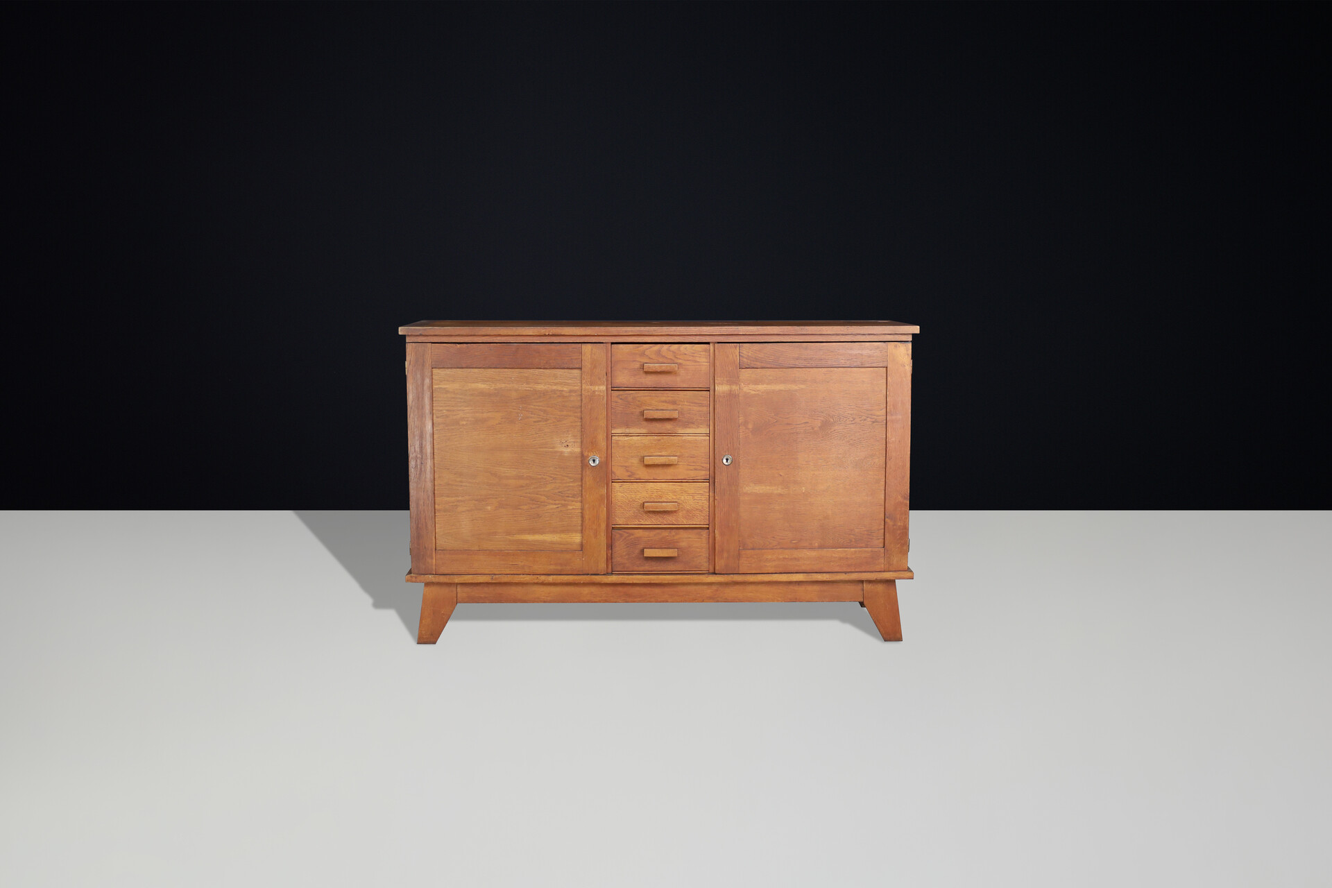 Mid century modern René Gabriel patinated Oak Sideboard, France, 1940s Mid-20th century