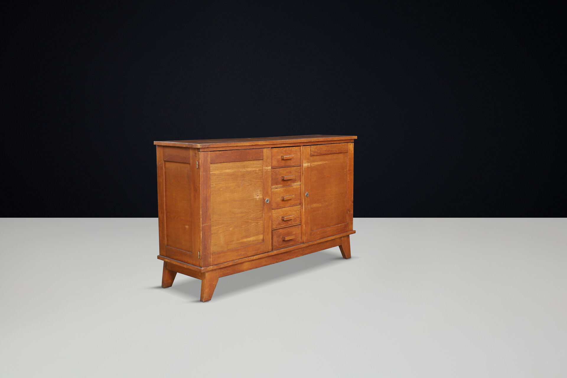 Mid century modern René Gabriel patinated Oak Sideboard, France, 1940s Mid-20th century