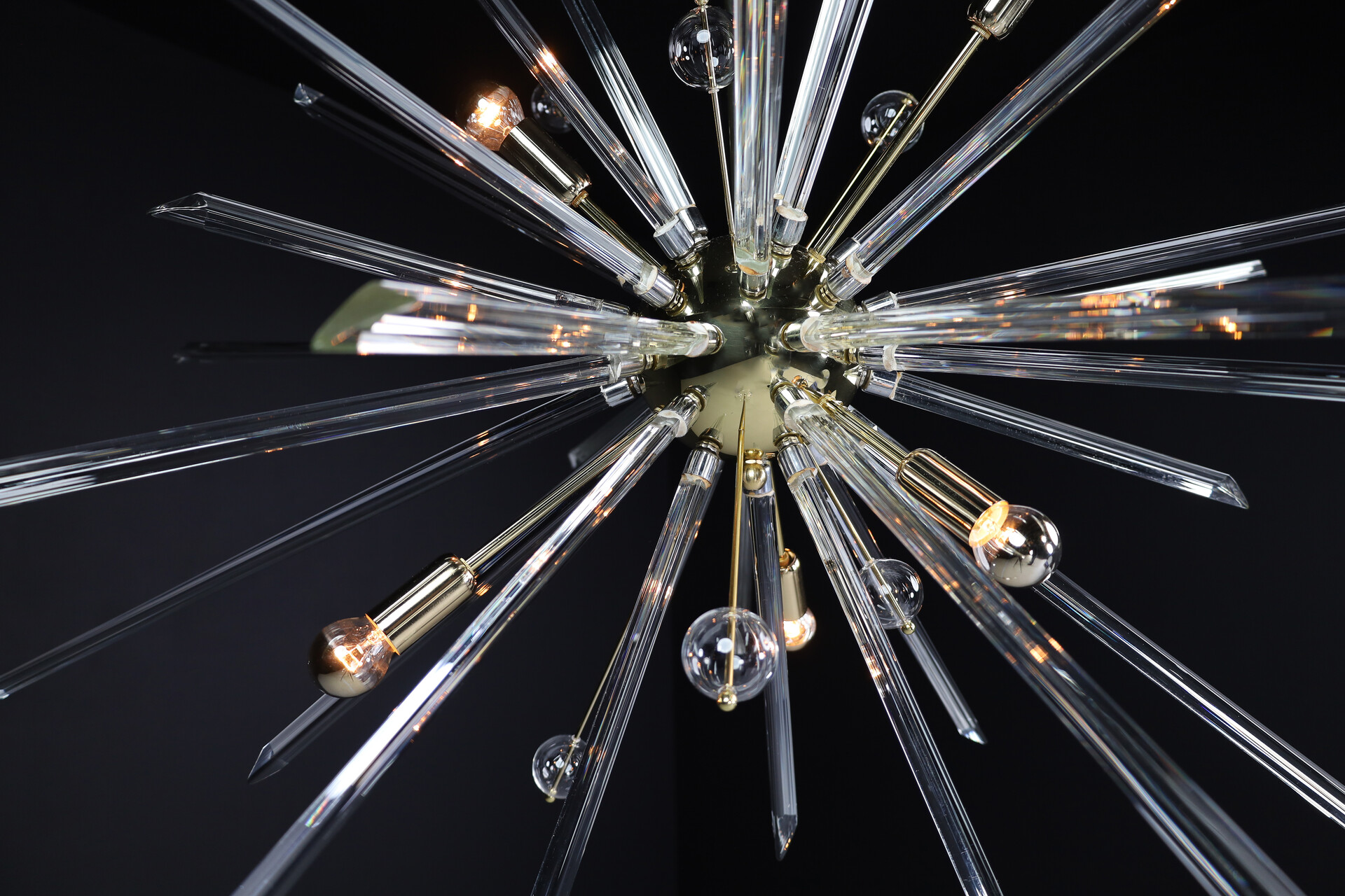 Mid century modern René Roubíček Brass Sputnik Chandelier Designed in the Czech Republic 1960s Mid-20th century