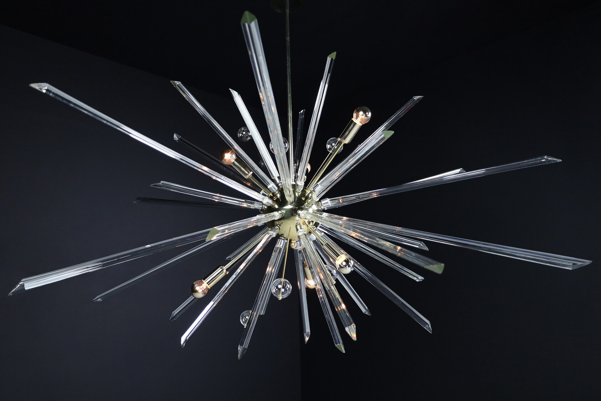 Mid century modern René Roubíček Brass Sputnik Chandelier Designed in the Czech Republic 1960s Mid-20th century