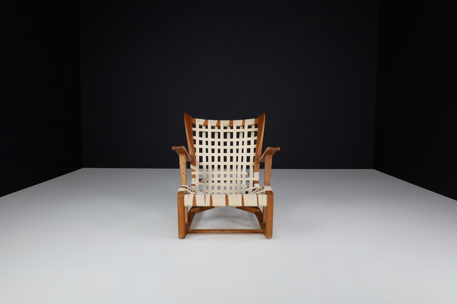 Mid century modern Sculptural Oak Lounge Chair by Guglielmo Pecorini, Italy, the 1950s Mid-20th century