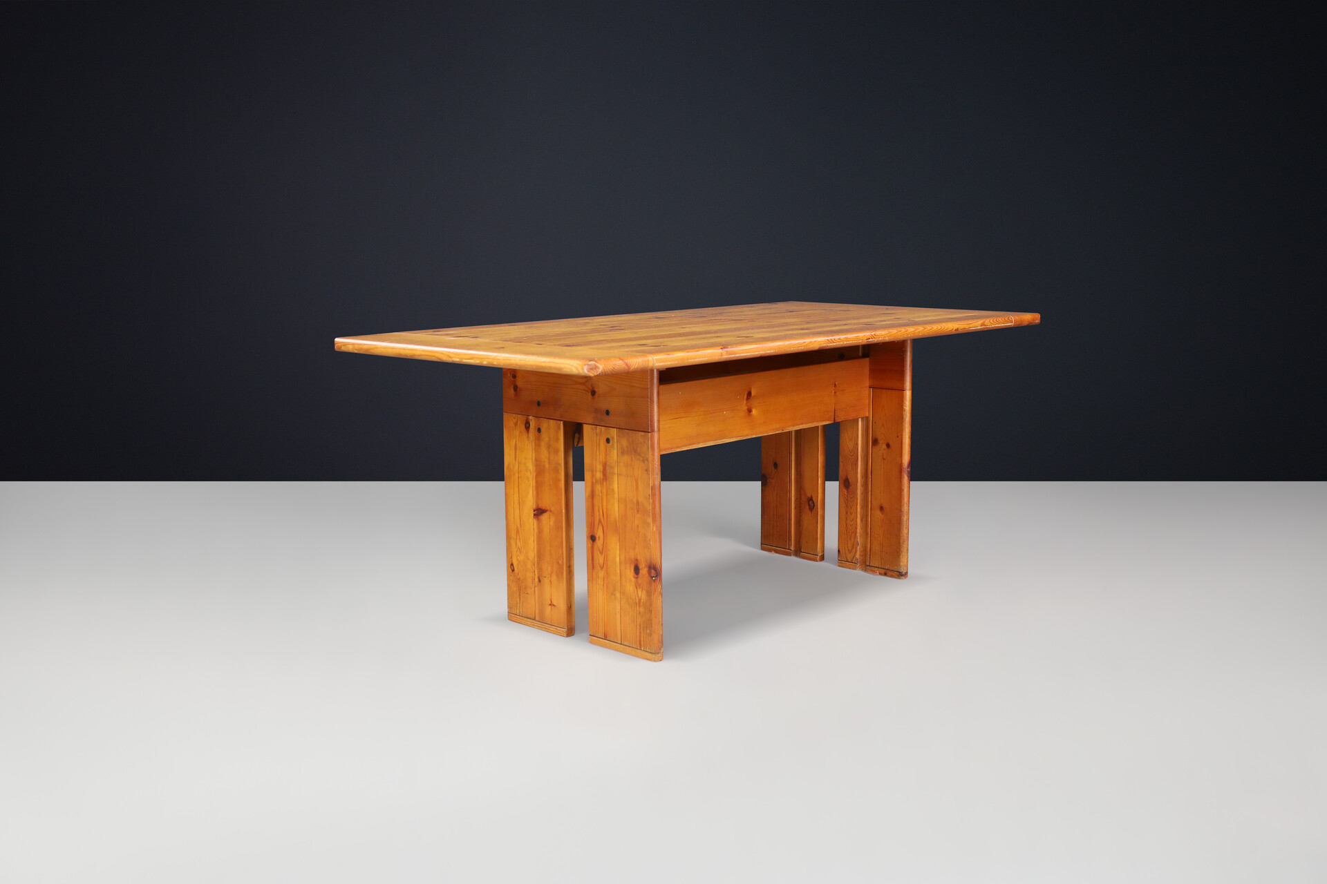 Mid century modern Silvio Coppola for Fratelli Montina Pine Dining Room table or writing desk , Italy 1970s Late-20th century