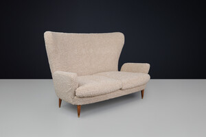 Mid century modern Sofa by Emilio Sala and Giorgio Madini in new Teddy Upholstery, Italy 1950s Mid-20th century