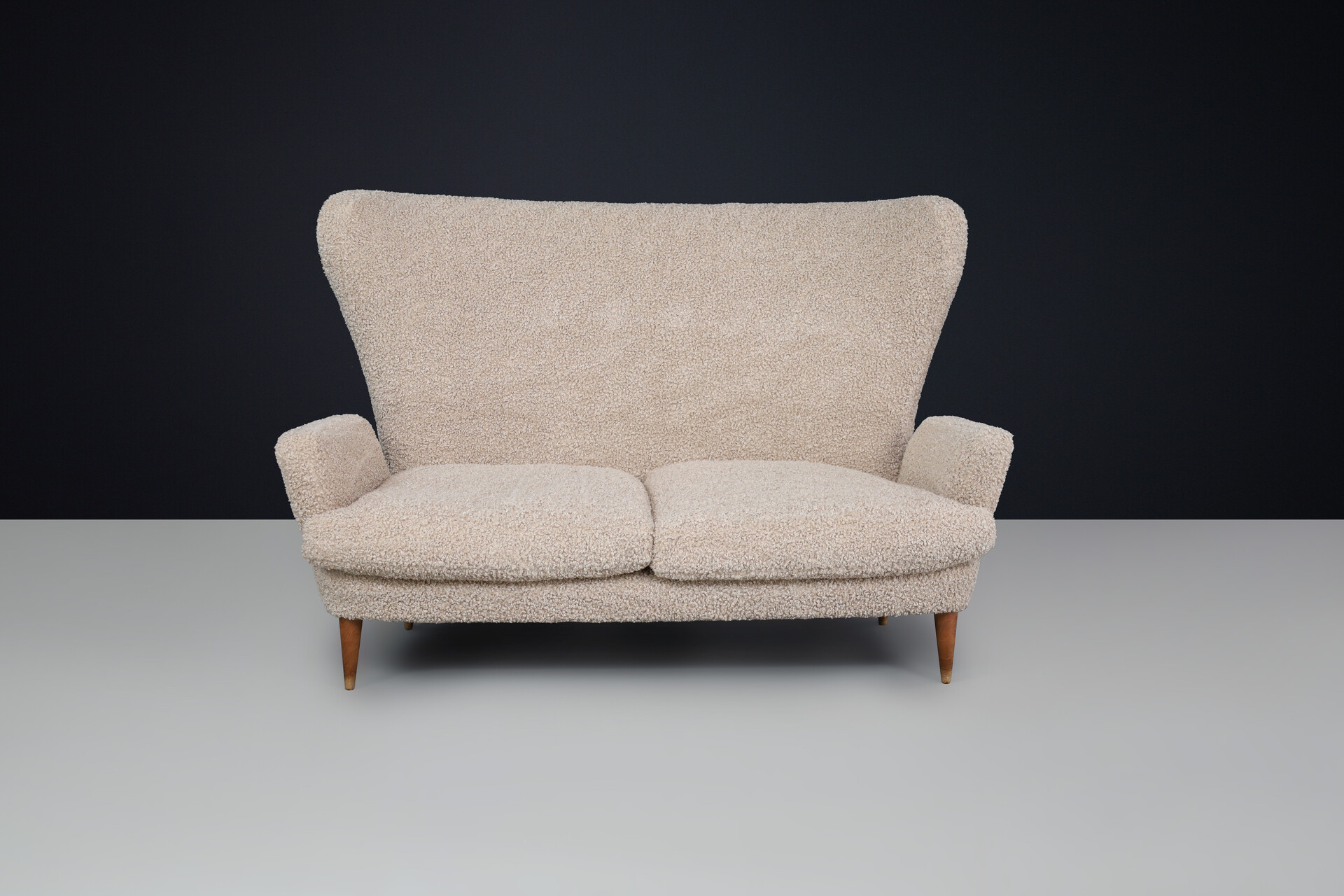 Mid century modern Sofa by Emilio Sala and Giorgio Madini in new Teddy Upholstery, Italy 1950s Mid-20th century