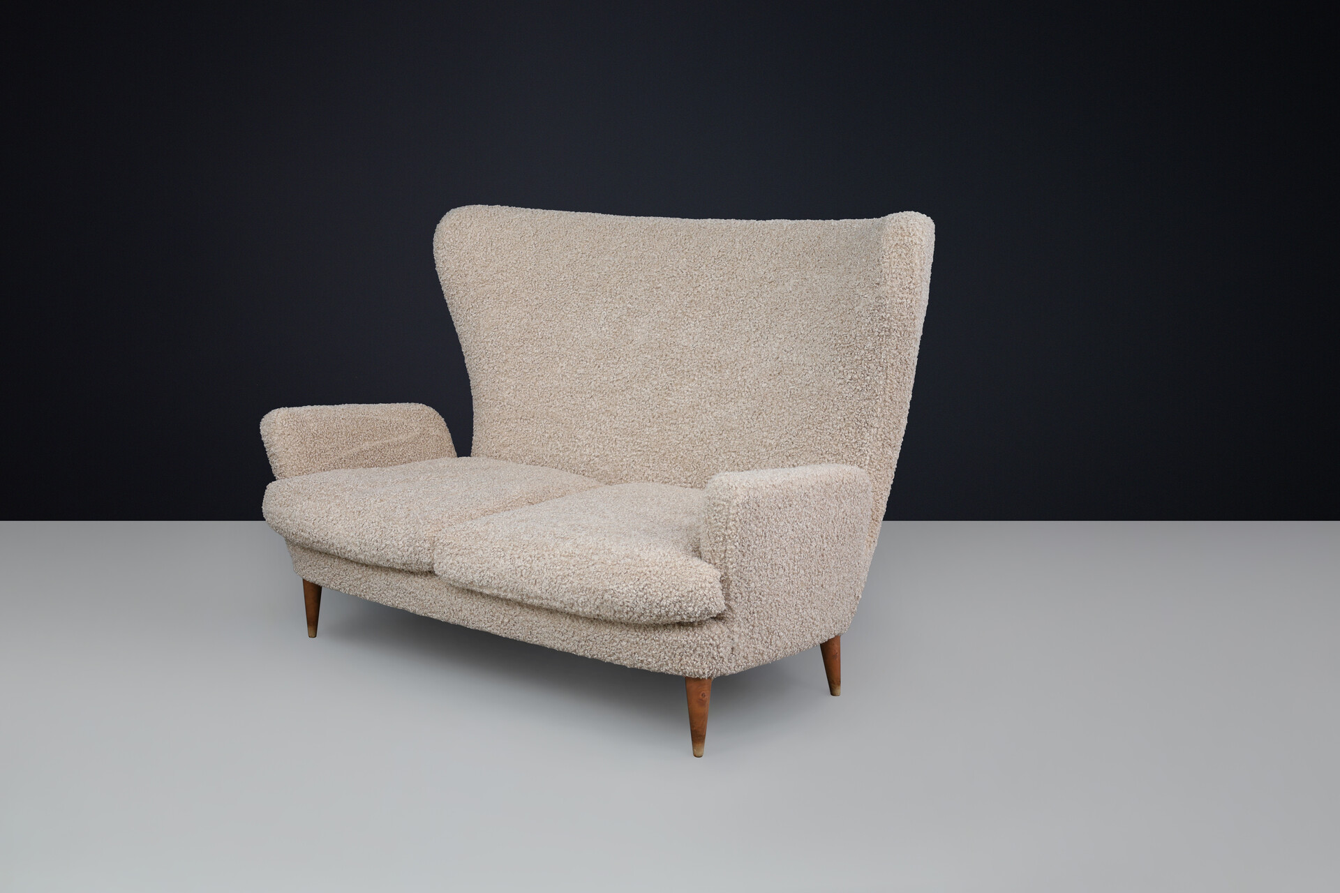 Mid century modern Sofa by Emilio Sala and Giorgio Madini in new Teddy Upholstery, Italy 1950s Mid-20th century