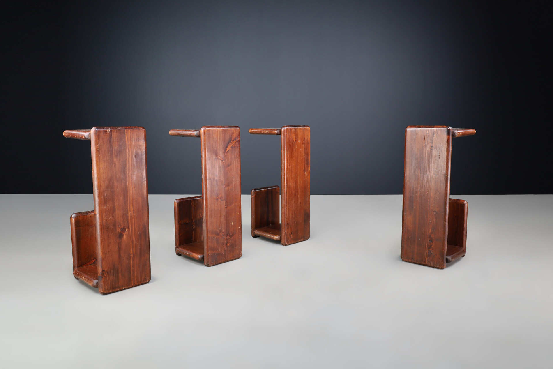 Mid century modern Solid pine Bar stools or bench, The Netherlands 1970s Late-20th century