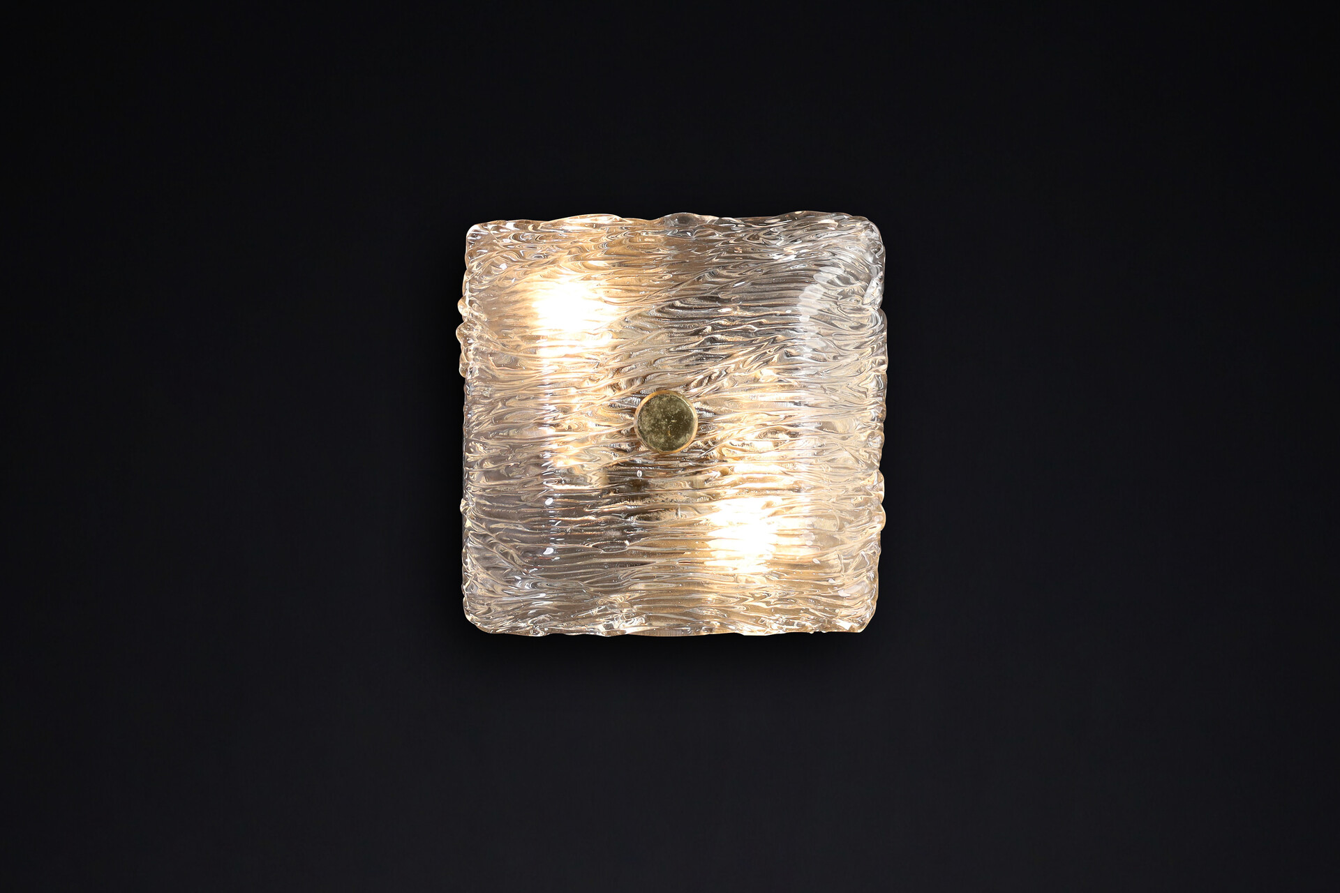 Mid century modern Square Venini Murano Flush Mount Wall lights from the Bambù series, Italy 1950 Mid-20th century