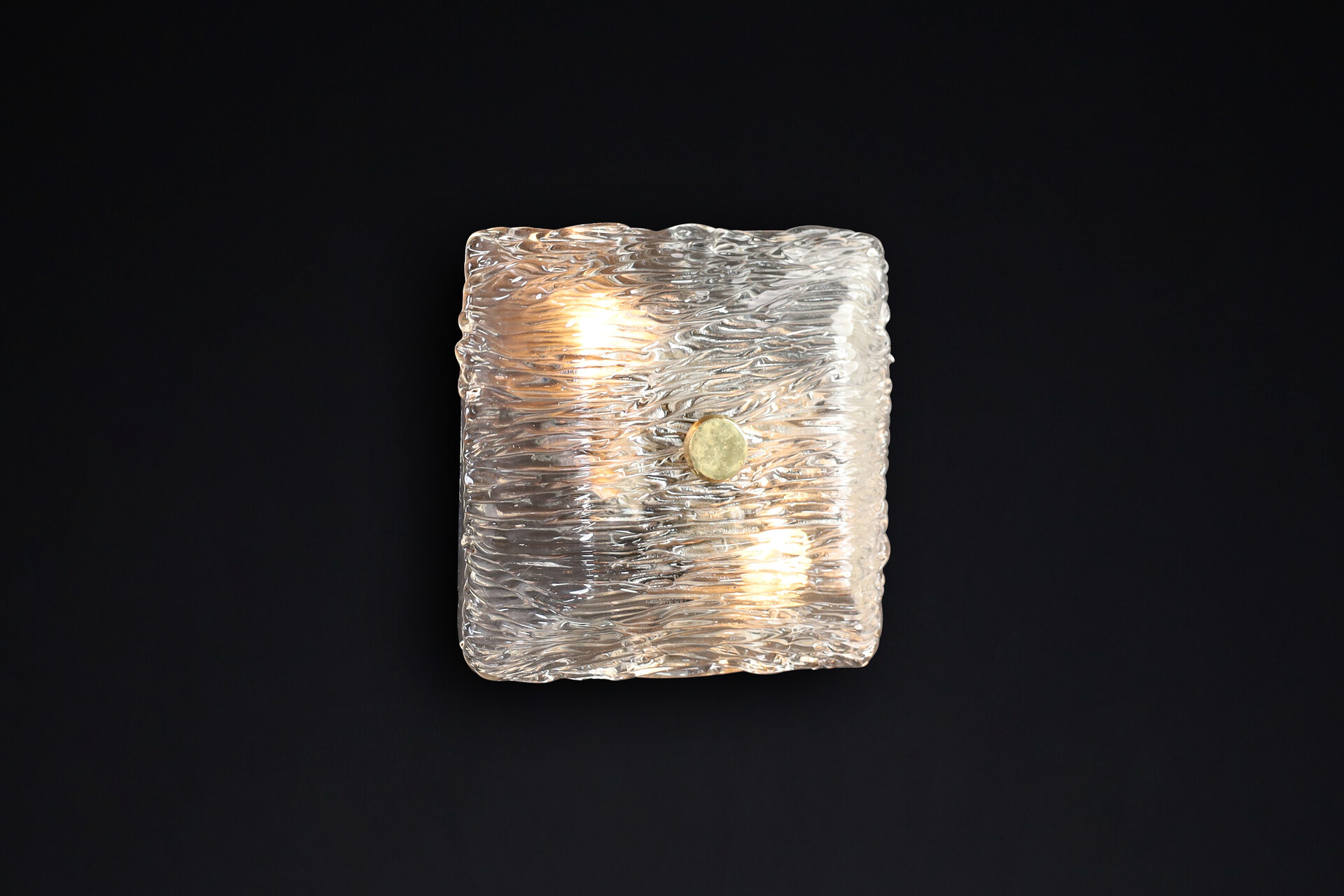 Mid century modern Square Venini Murano Flush Mount Wall lights from the Bambù series, Italy 1950 Mid-20th century