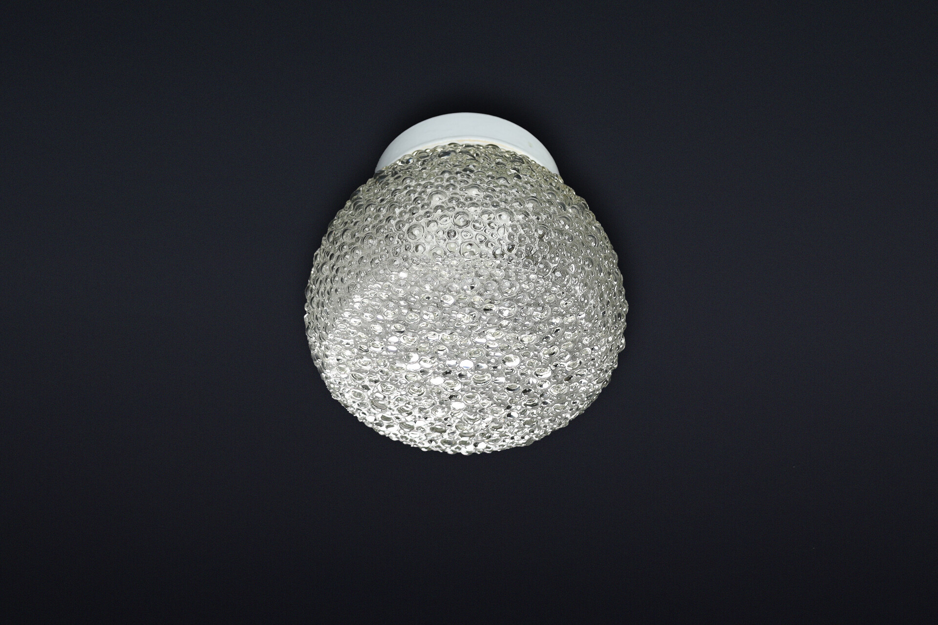 Mid century modern Wall/ceiling Lights with Clear Bubble Glass and Porcelain Base, Germany 1950s Mid-20th century