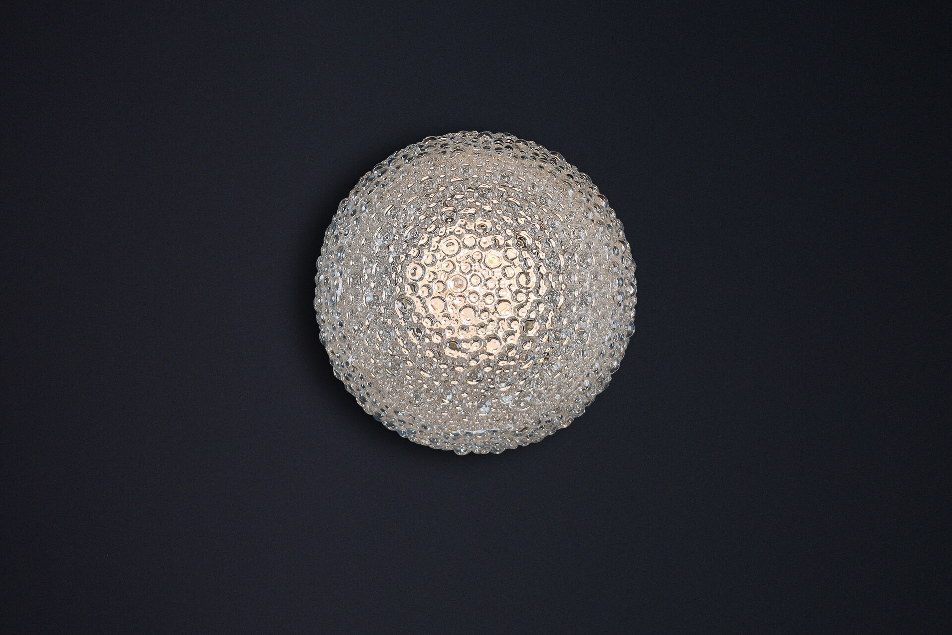 Mid century modern Wall/ceiling Lights with Clear Bubble Glass and Porcelain Base, Germany 1950s Mid-20th century