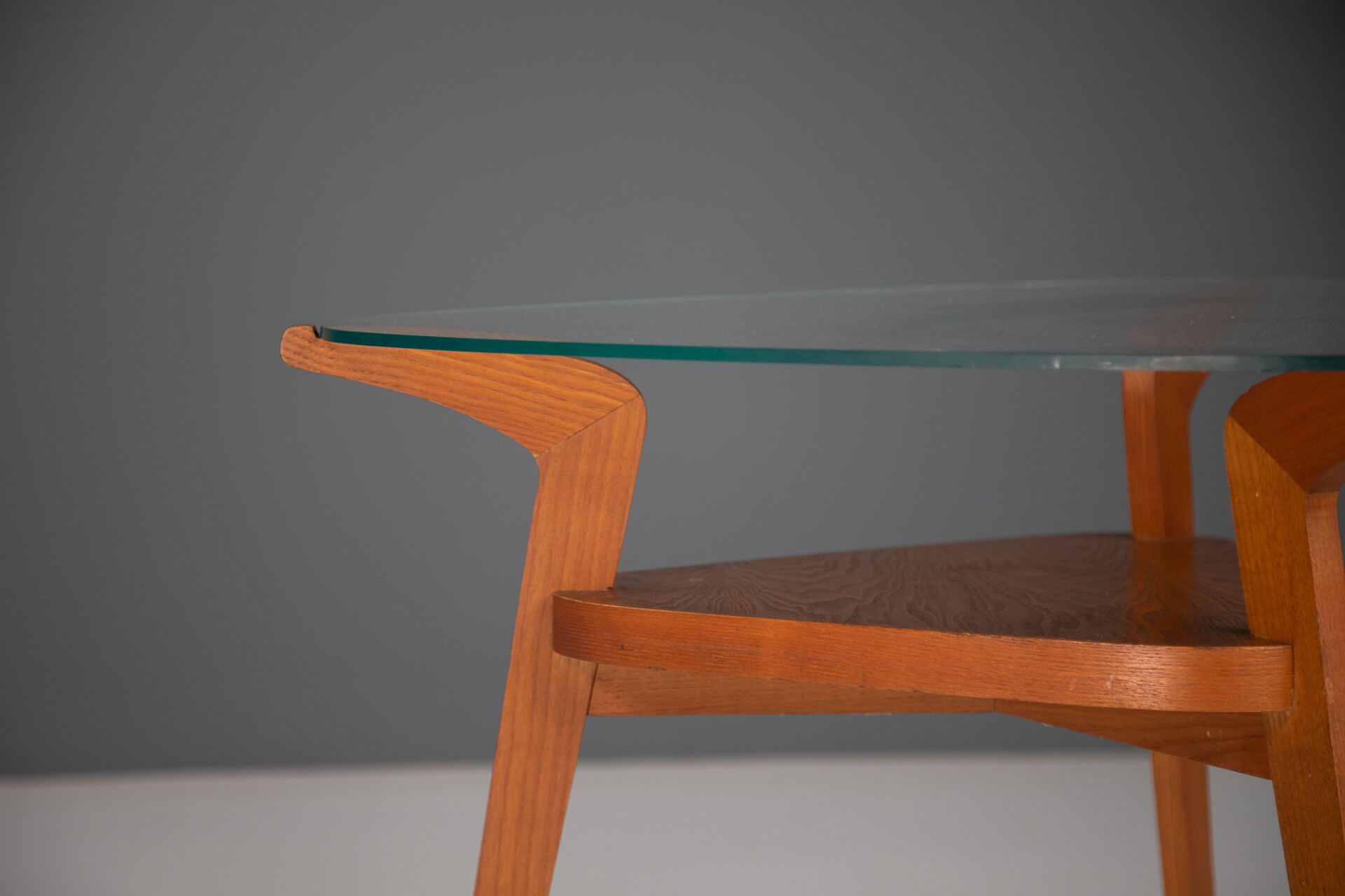 Mid century modern Wood and glass side / coffee table , France 1950s Mid-20th century