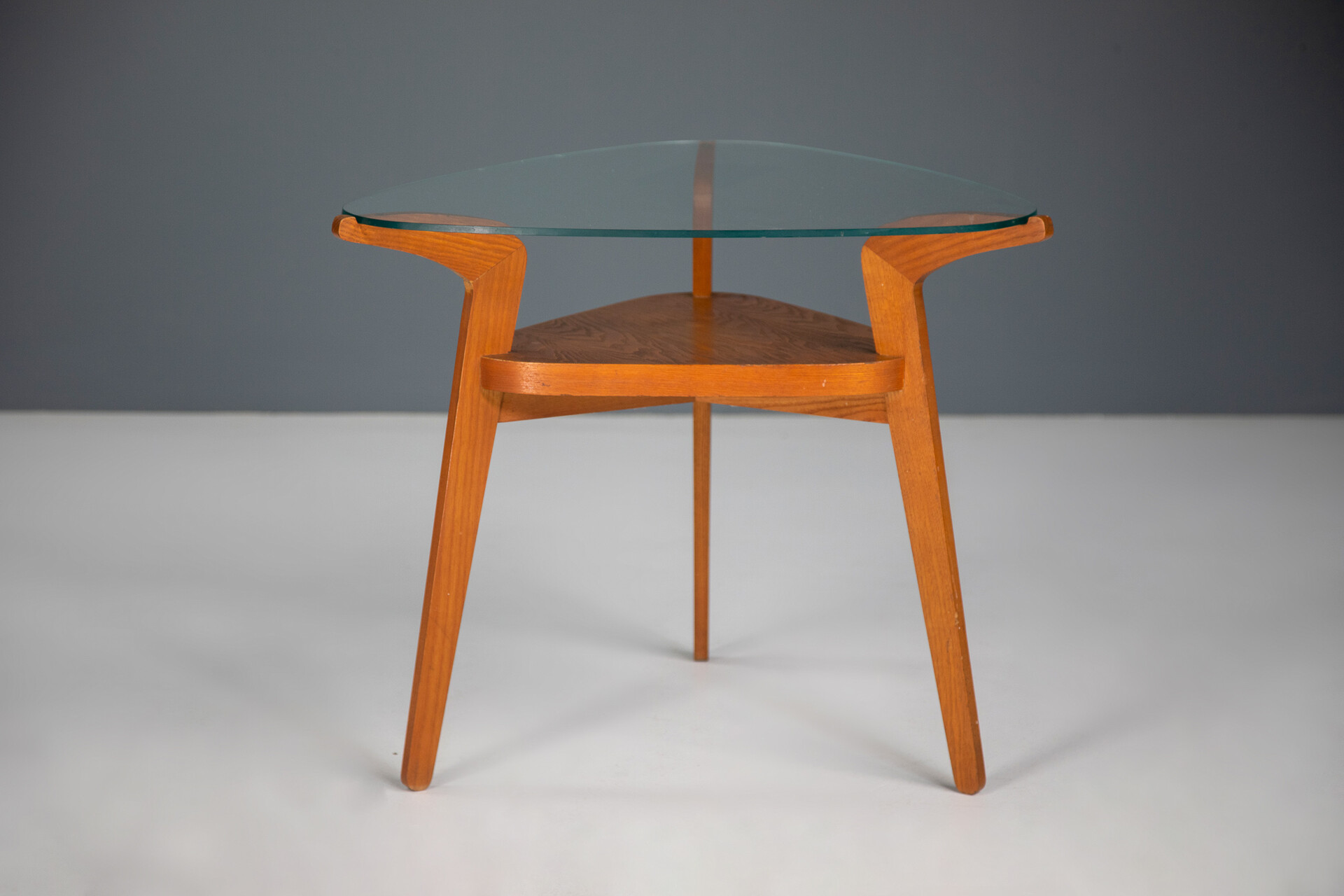 Mid century modern Wood and glass side / coffee table , France 1950s Mid-20th century